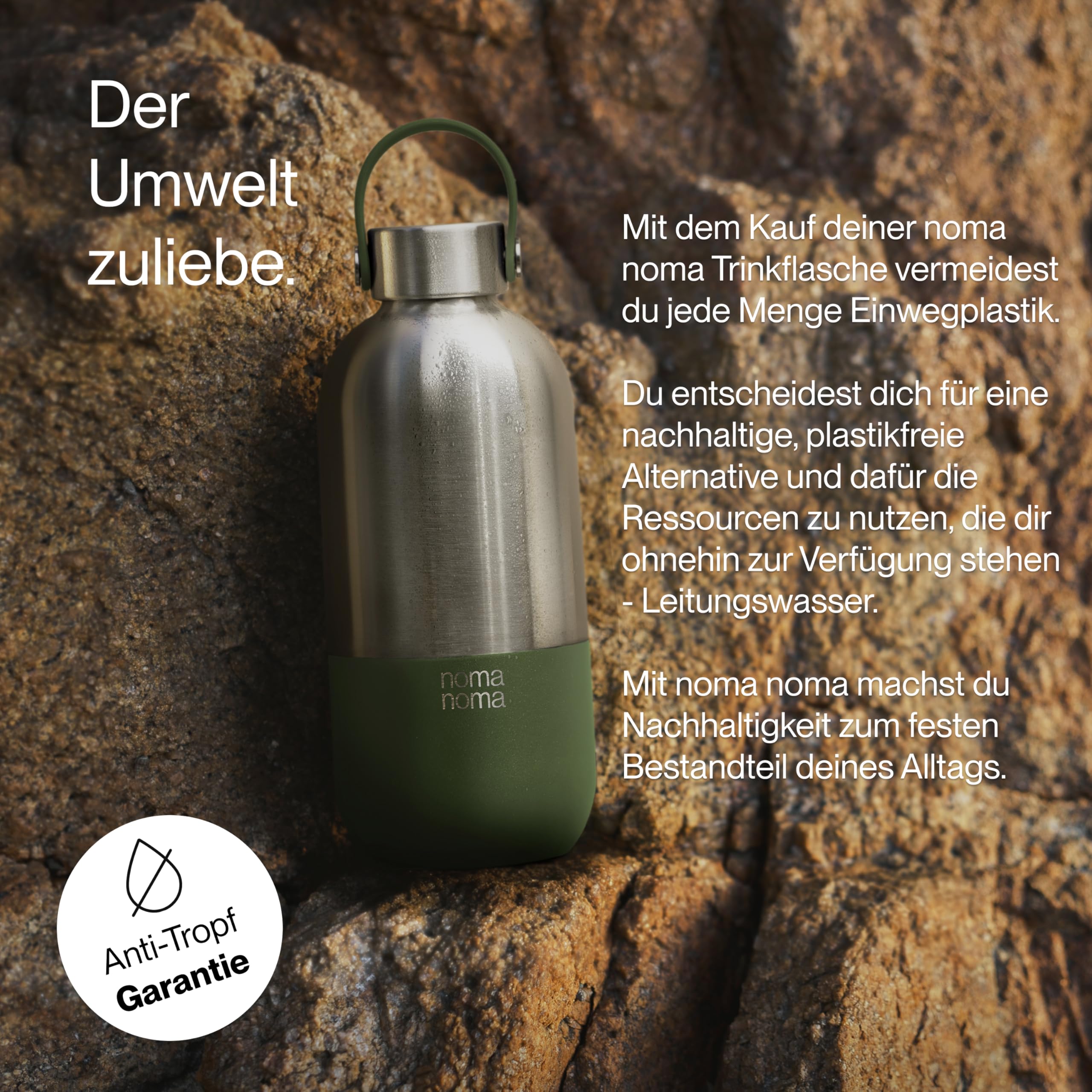 Trinkflasche Edelstahl Kohlensäure geeignet - Thermosflasche 1l, 750ml, 500ml - auslaufsicher, BPA-frei & klimaneutral (1l Smoothie Green)