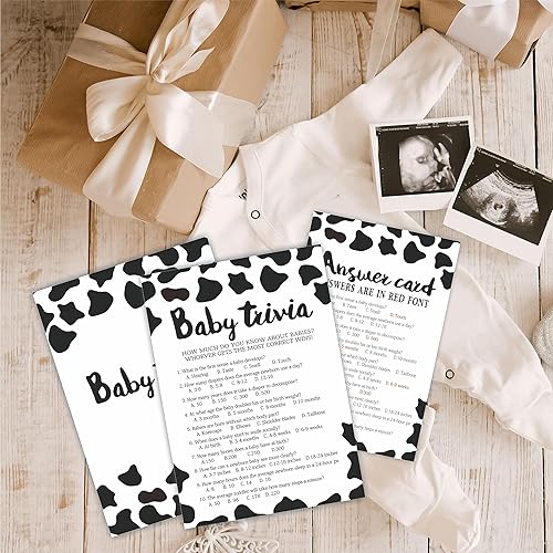 Miniatura 7 de Cow Prints - Tarjetas de juego de predicción y consejos para baby shower, 5 x 7 pulgadas, tarjetas de juego de relleno de doble cara para baby