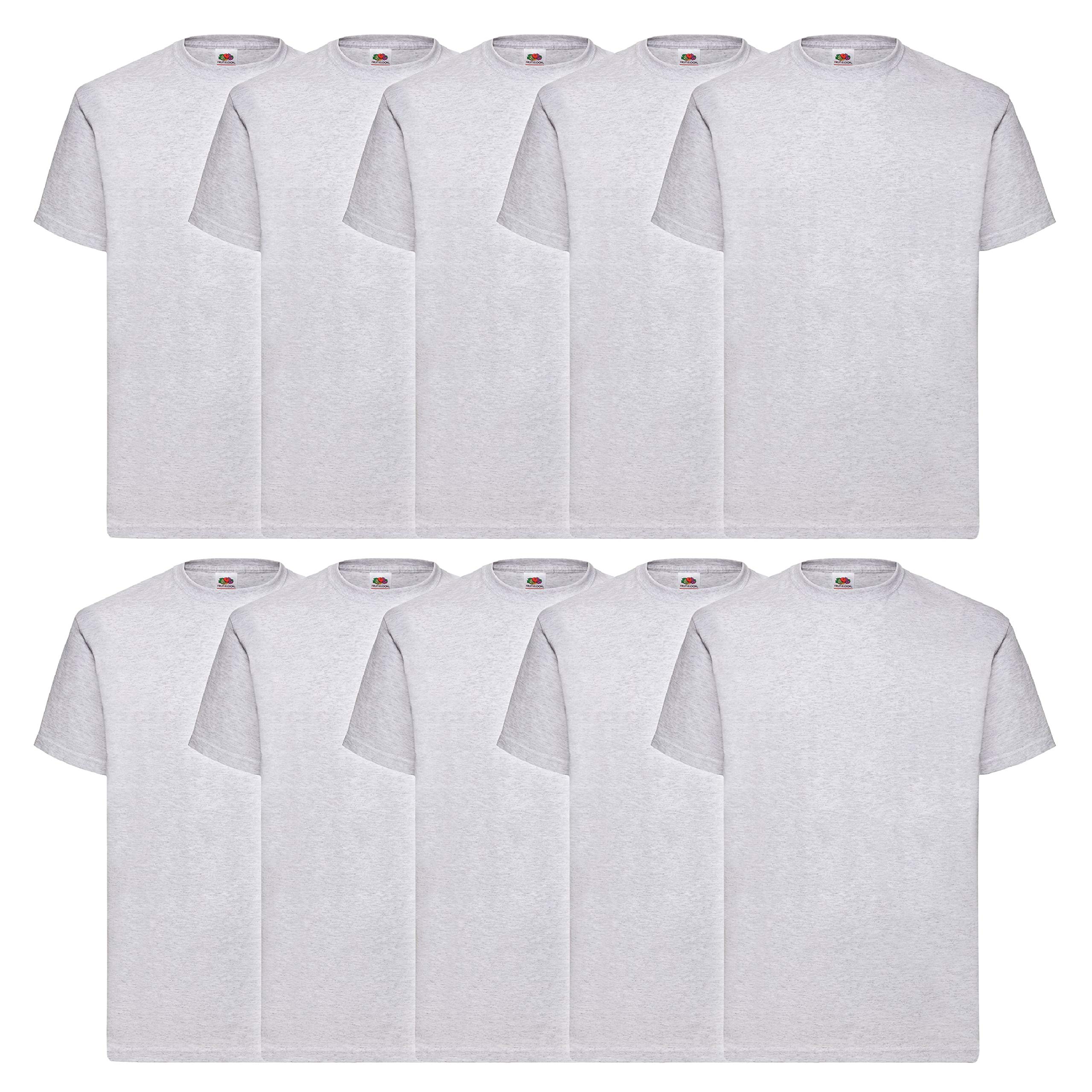 Fruit of the Loom Men's Heavy Cotton 10 Pack tee Regular Fit Plain Crew Neck Short Sleeve 10 T - Shirt, Grey (Heather Grey 94), Medium (Manufacturer Size:M)