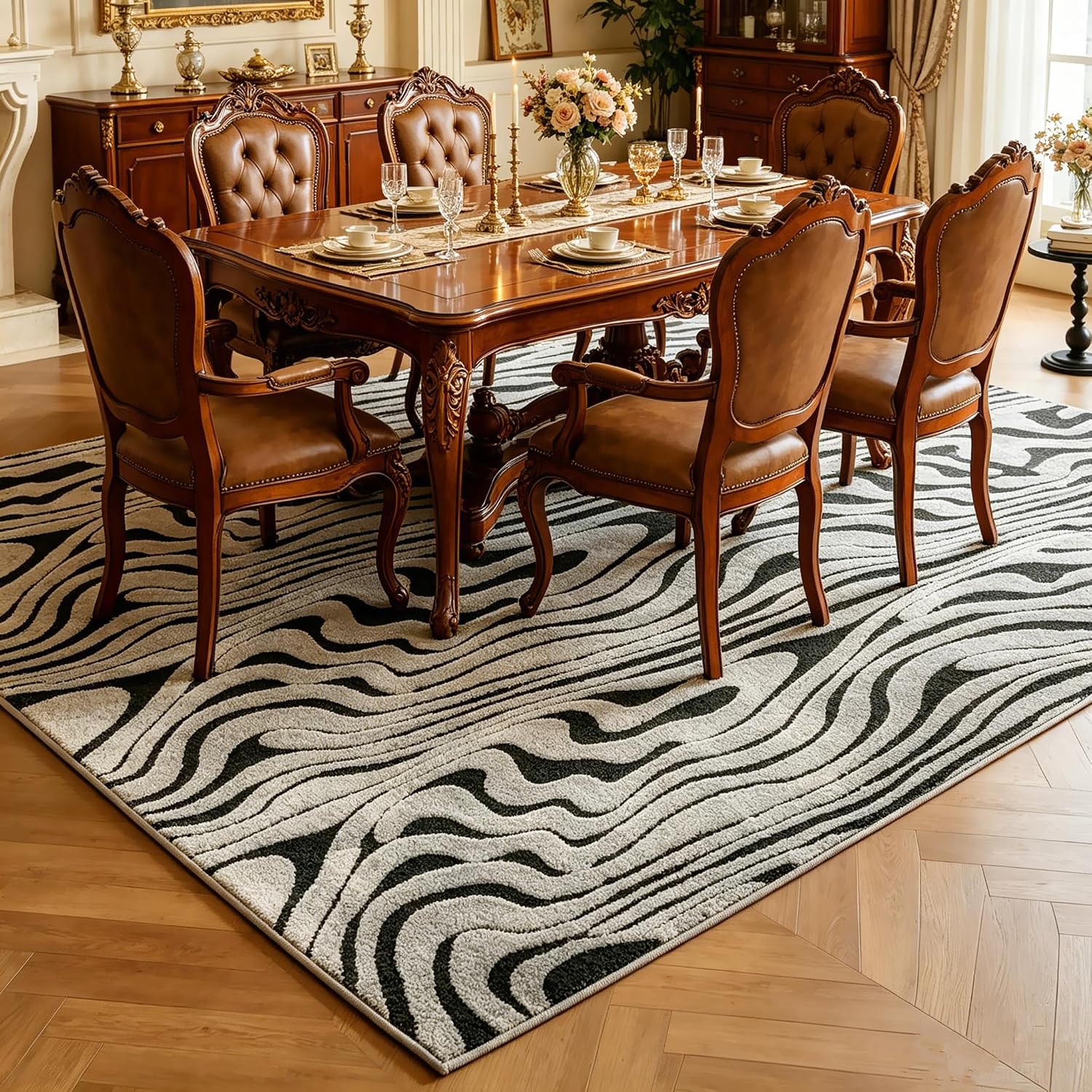 UKELER Washable Area Rug 4'x6' for Kids Room Living Room Bedroom, Zebra image 4