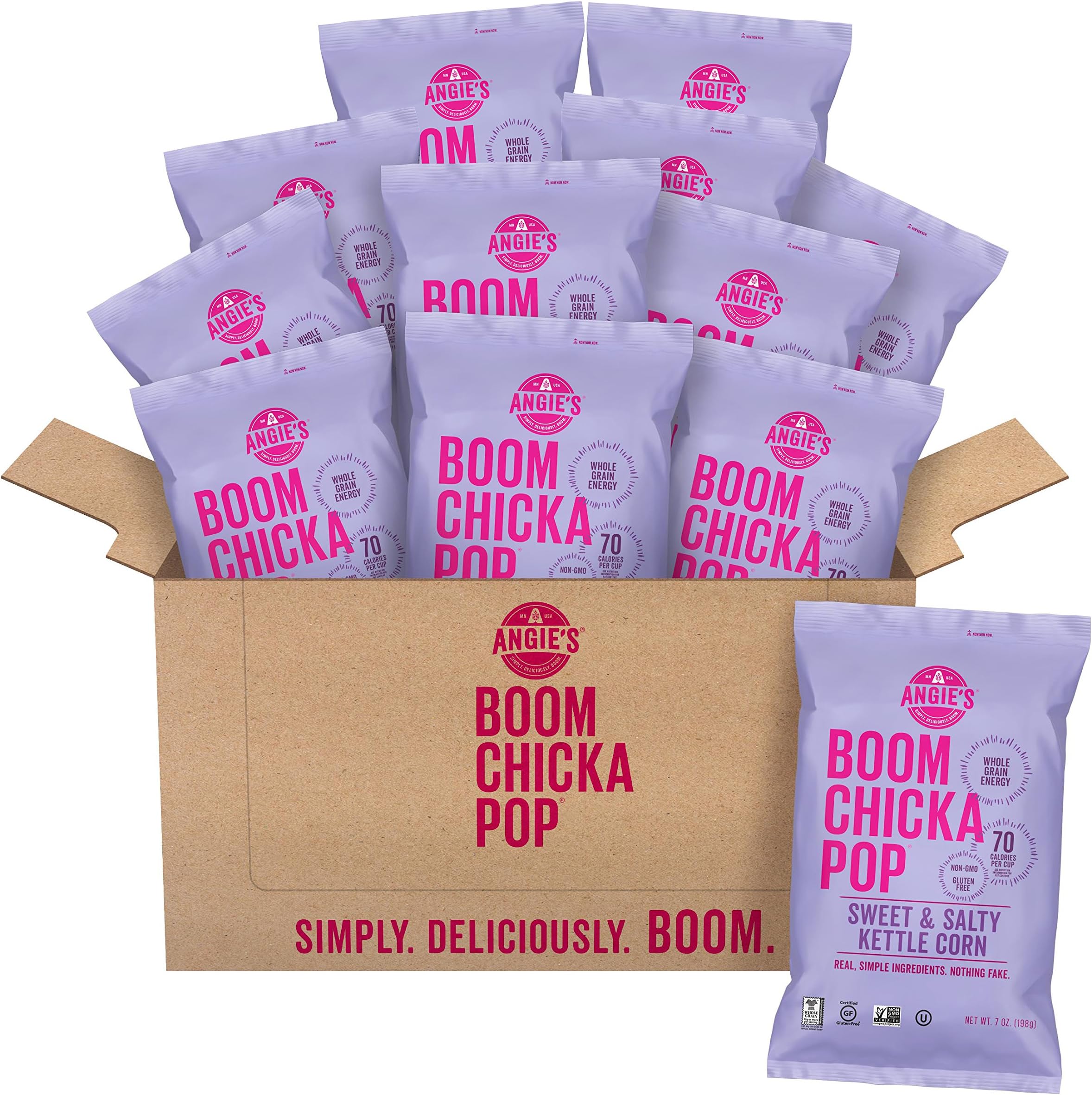 Angie's Artisan Treats Boomchickapop Sweet & Salty Kettle Corn, 7 Ounce (Pack of 12) by Angie's Artisan Treats