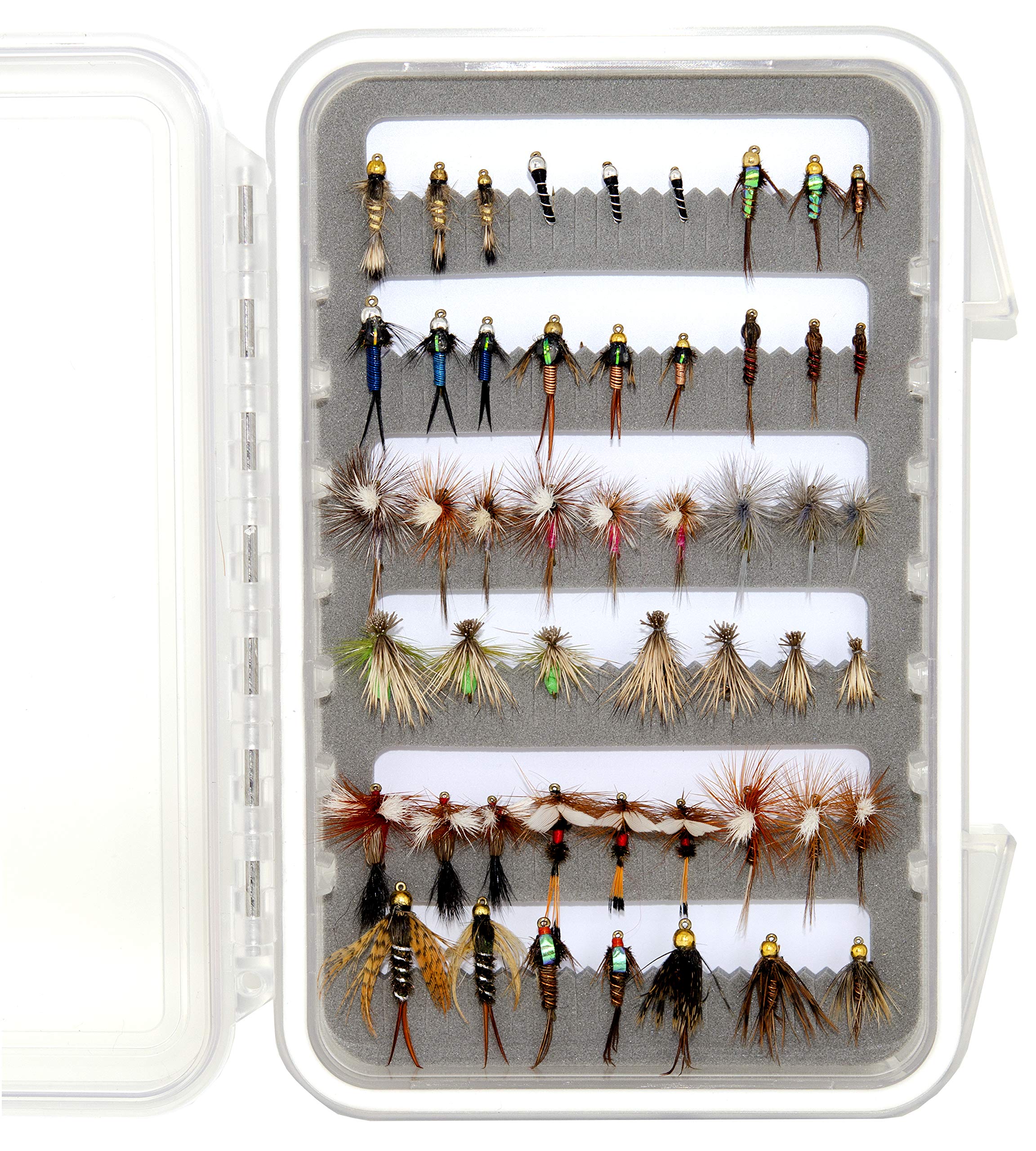 Premium Fly Fishing Flies Kit Fly Assortment Trout Bass Fishing | Dry Flies, Wet Flies, Nymphs, Hopper, Caddis, Worm | Trout, Bass, Steelhead Fishing