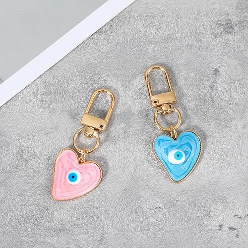 Miniatura 7 de 2 llaveros contra el mal de ojo para mujer, llavero de automóvil con corazón para el sudor, bonito dije contra el mal de ojo, bolso, bolso, regalo