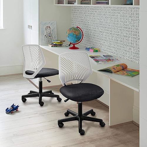 Miniatura 2 de Topeakmart Silla de oficina sin brazos, silla de escritorio pequeña con soporte lumbar de malla con respaldo curvado, silla ergonómica para