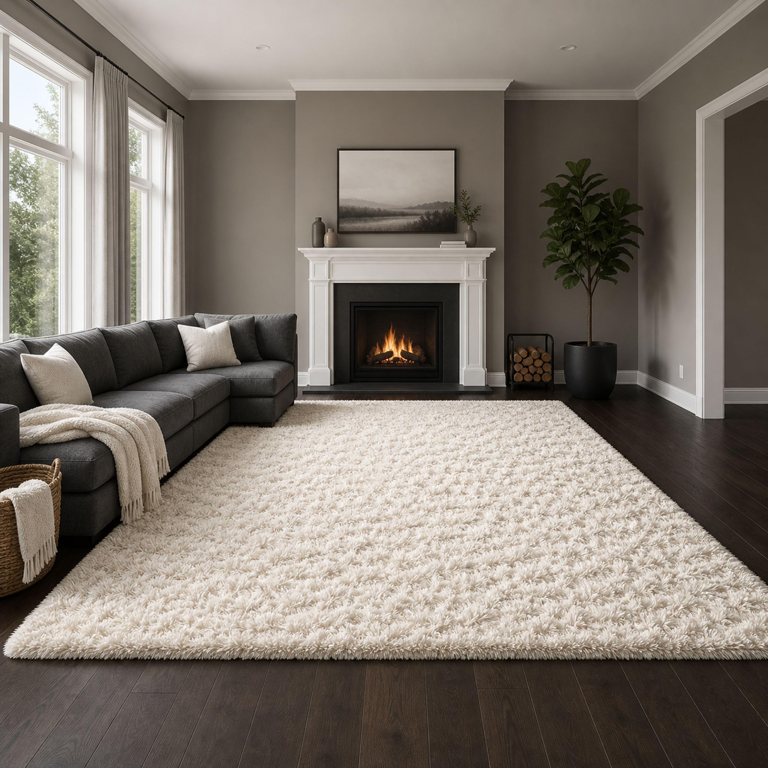 Amazon.com: Ophanie Area Rugs 9x12 Living Room, Large Ivory