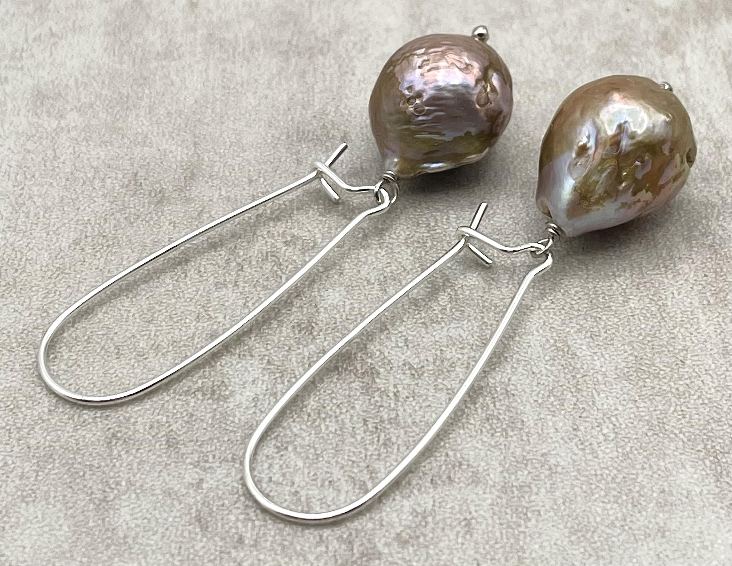 Orecchini con Perle Barocche Naturali, Pendenti in Argento 925, Gioielli Classici, Bijoux Matrimonio, Made in Italy, Regalo per la Mamma