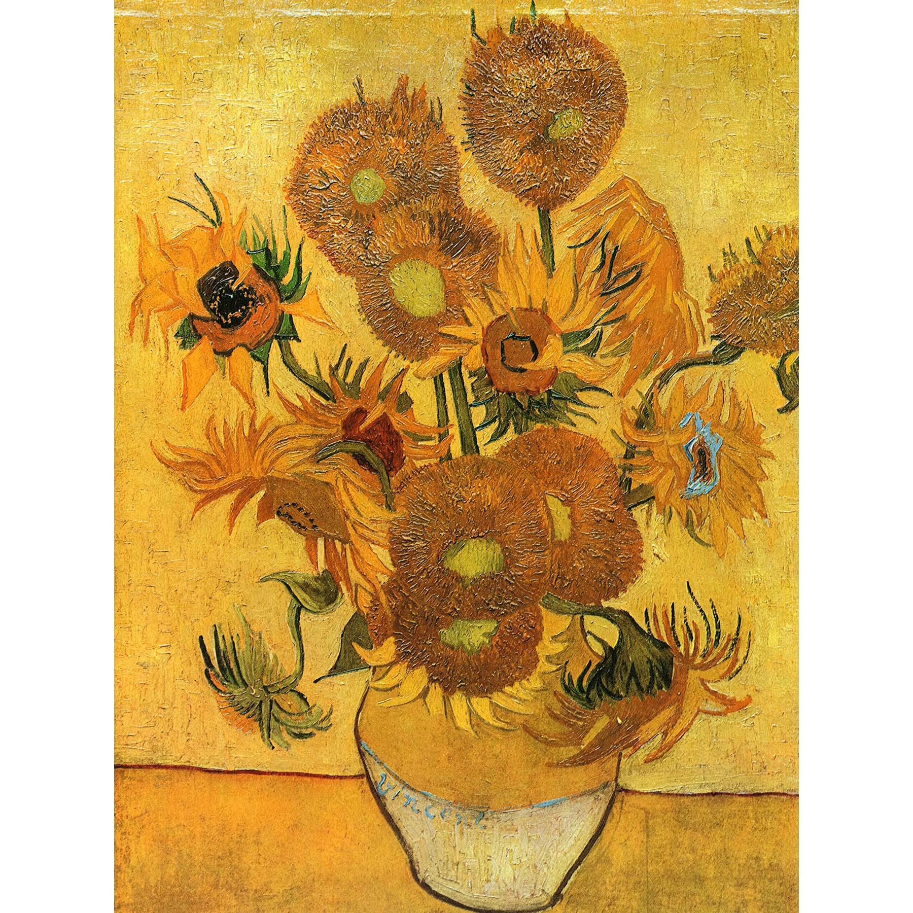Wee Blue Coo Van Gogh Still Life Fifteen Sunflowers Vase Large Wall Art Poster Print Thick Paper 18X24 Inch