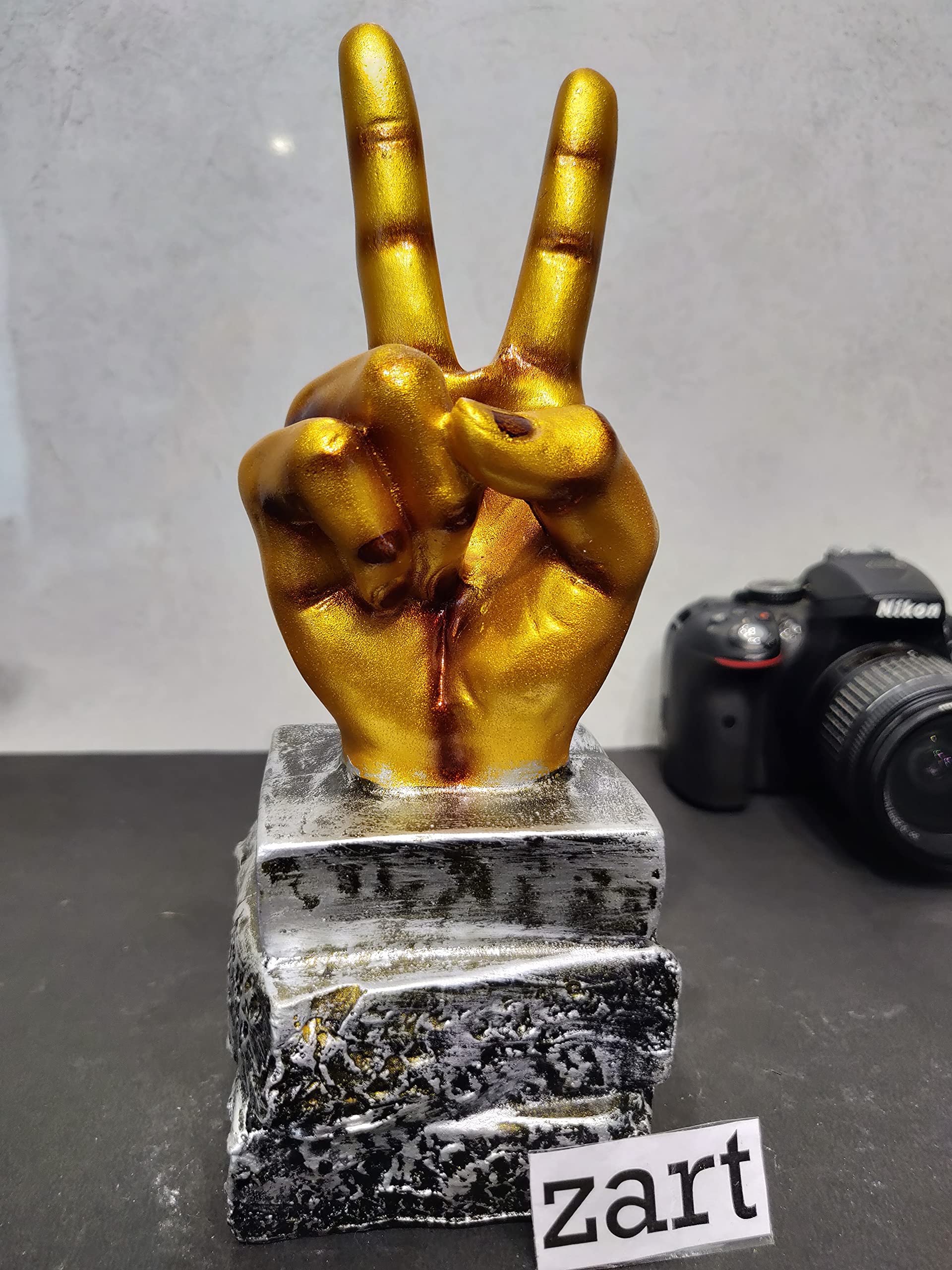 zart New Decorative Victory Sign Showpiece Collectible Figurines for Home Décor Decoration Item (23 cm X 8.8 cm)(C)