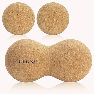 CREHNIL Natural Cork Peanut Massage Ball Roller Trigger Point Myofascial Release Double Lacrosse Massage Set