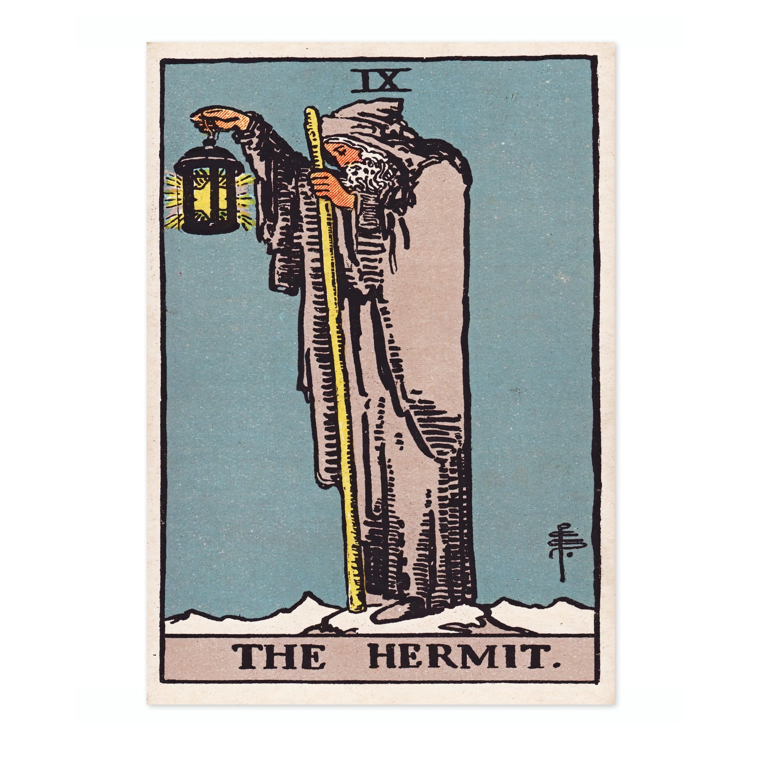 Animato The Hermit Vintage Tarot Art Print, Spiritual Wall Art Poster, Retro Mystical Bedroom Home Decor, A5 (Print Only) - 21x14.8cm