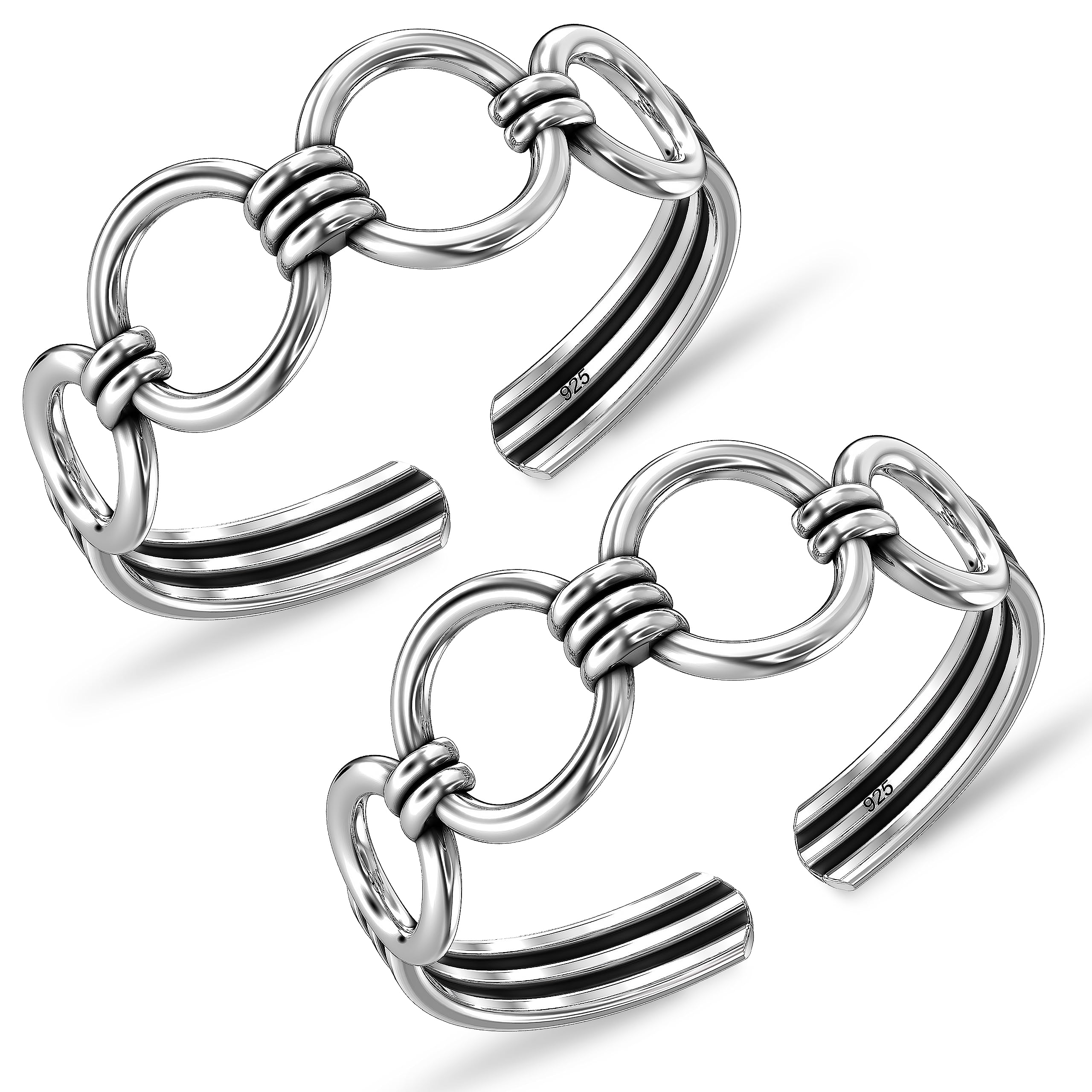 lecalla Women's Antique Band Design Toe Ring in 925 Sterling Silver BIS Hallmarked Jewelry-picture-31