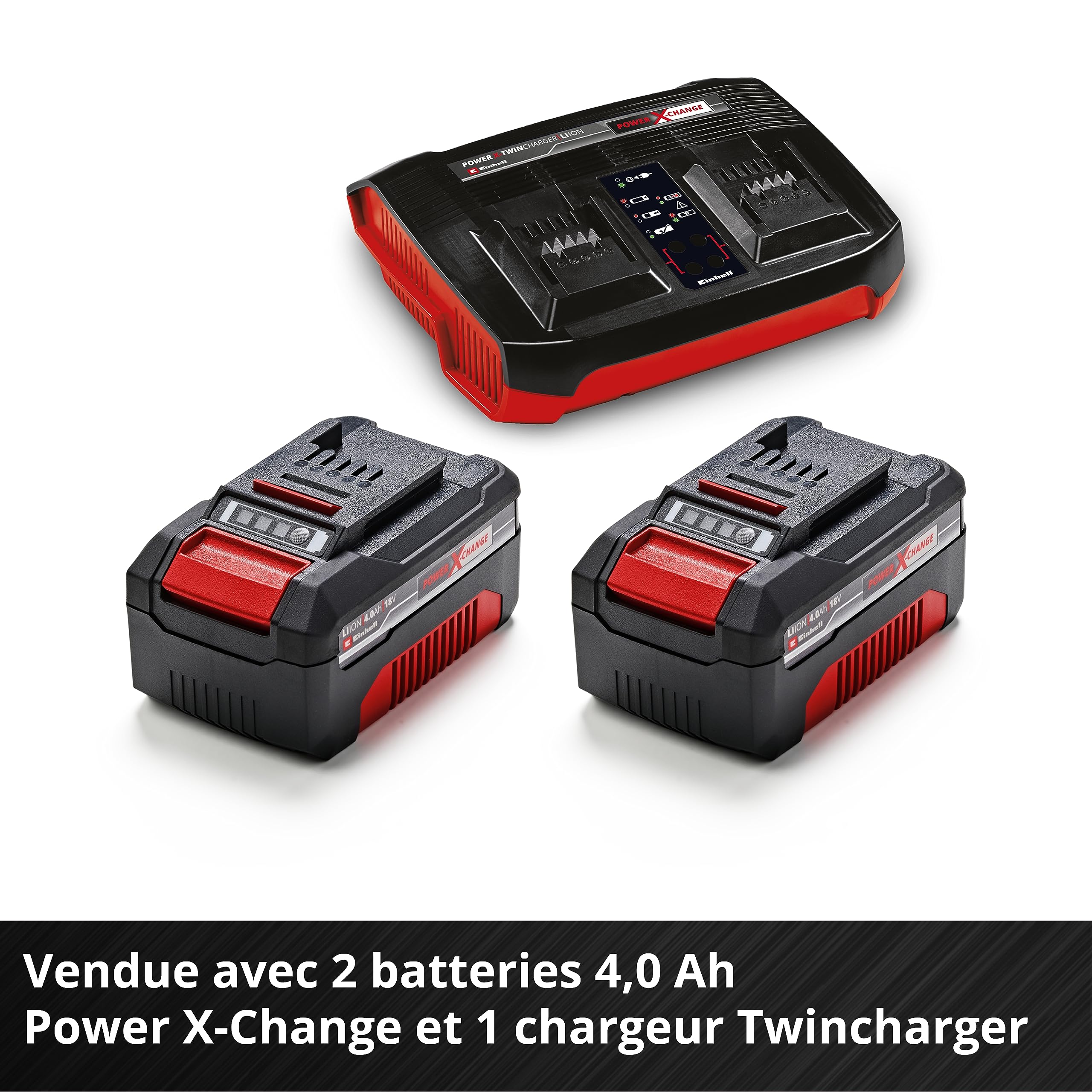 Einhell Tondeuse à Gazon sans Fil GP-CM 36/450 Kit Power X-Change (36 V, Largeur de Coupe 38 cm, 450 m², Moteur sans Charbon, Fonction Mulching, bac collecteur 45 L, 2 Batteries 4,0 Ah+Twincharger)
