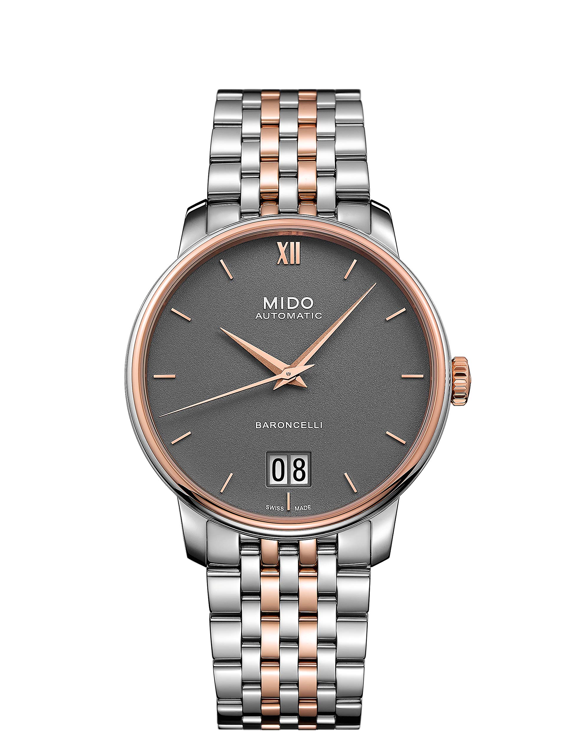 MIDO Baroncelli Big Date - Swiss Automatic Watch for Men - Silver Dial - Case 40mm - M0274262208800