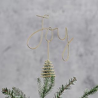 Ginger Ray Gold Metal Joy Decoration Christmas Tree Topper Decorative Accessory, 21cm (H) x 16.3cm (W)