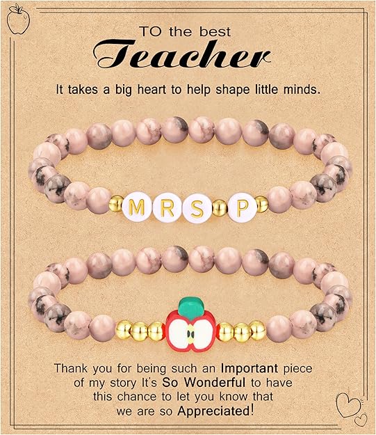 Teacher Appreciation Gifts for Women,Teacher Must Haves Initial Bracelet Mrs Miss End of Year Teacher Gifts Thank You for Helping Me Grow Music Math Science Teachers Bracelets Retirement 2 Set Jewelry