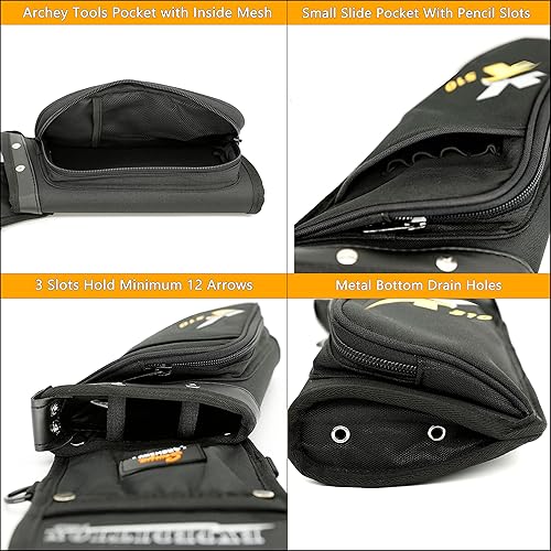 Miniatura 20 de SUNYA X510 - Carcaj de flecha de cadera de campo y competencia Carcaj de tiro con arco sin ruido de 3 ranuras con sistema de almacenamiento Azul