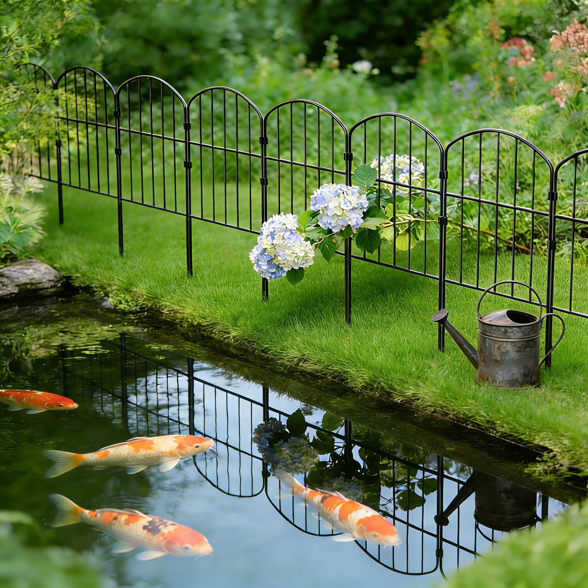 LZQ Dekorativer Gartenzaun Metall Steckzaun, Tierbarriere Zaun ohne Graben, Beetzaun Gitterzaun für Garten Hof, Tierzaun modularer Metallzaun Patio-Grenze Hundezaun Tier Barriere 25er Set, Typ D