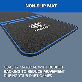 Target Darts World Champion Darts Mat Black and Blue | Dart Oche Mat with Soft Tip and Steel Tip Throw Line Distances | Non Slip Carpet Mats for Floor and Dart Tips Protection | Darts Accessories UK