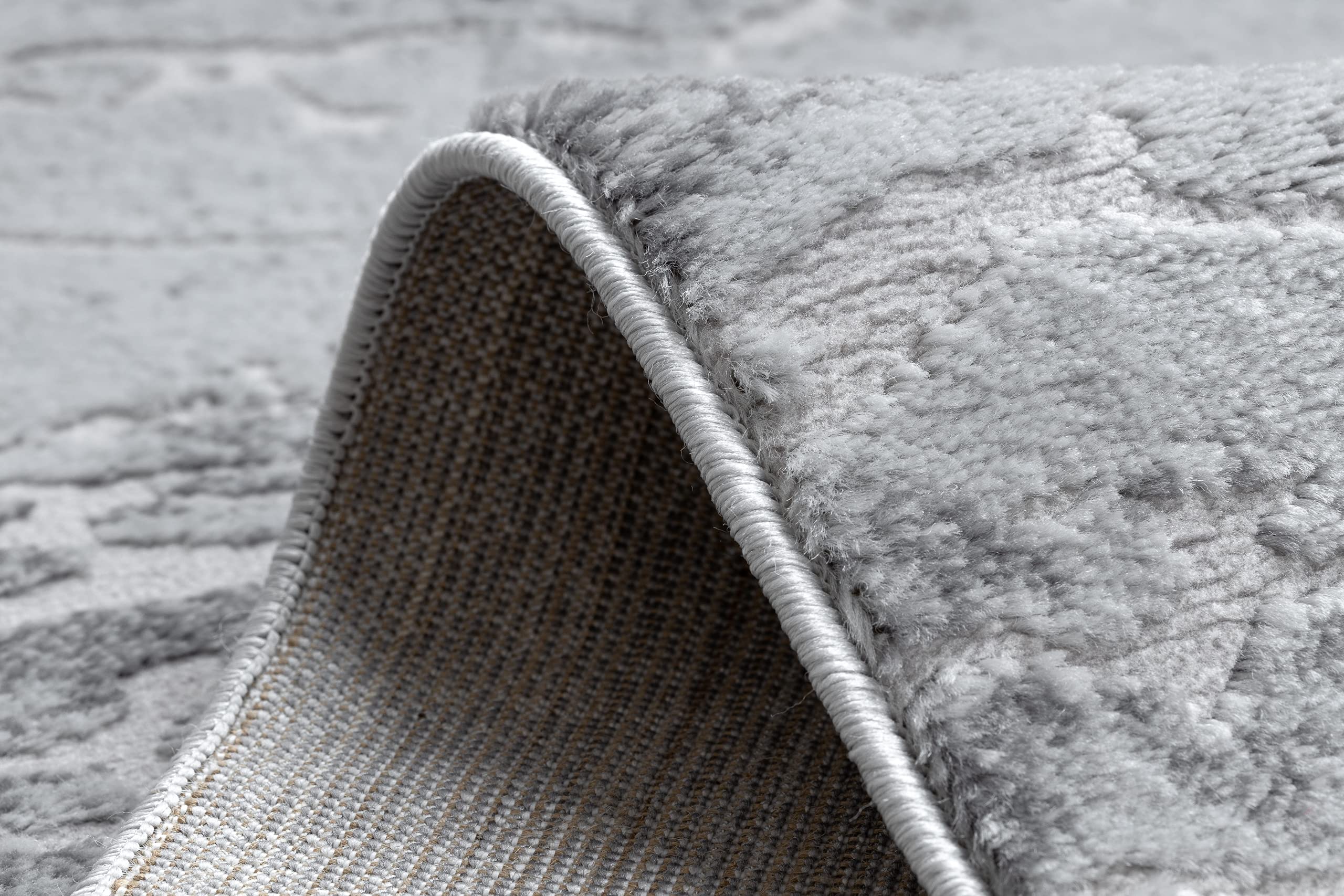 rugsx Passatoia Structural MEFE per cucina, corridoio, soggiorno, robusto, moderno, due livelli di pile Grigio 100x360 cm