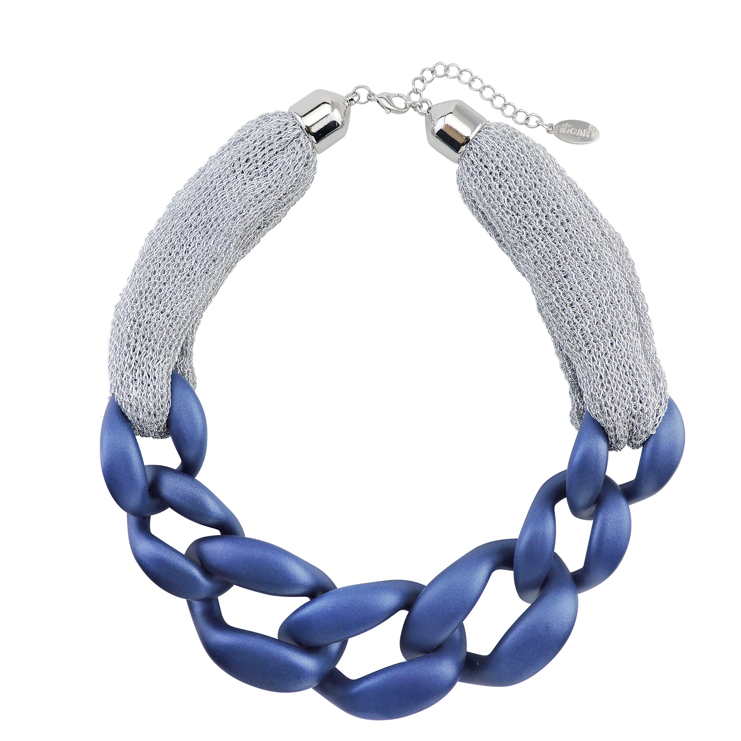 Bocar Statement Chunky Fashion Acrylic Beads Choker Cube Link Chain Necklace for Women Gifts