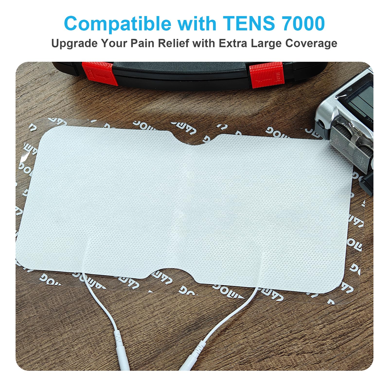 DOMAS Large TENS Pads for Lower-Back Pain Relief, Compatible with TENS 7000 and Other 2.0mm Pin Units, 4"×8", Dual-Lead, Reusable, Latex-Free, 4-Pack — Amazon image 5