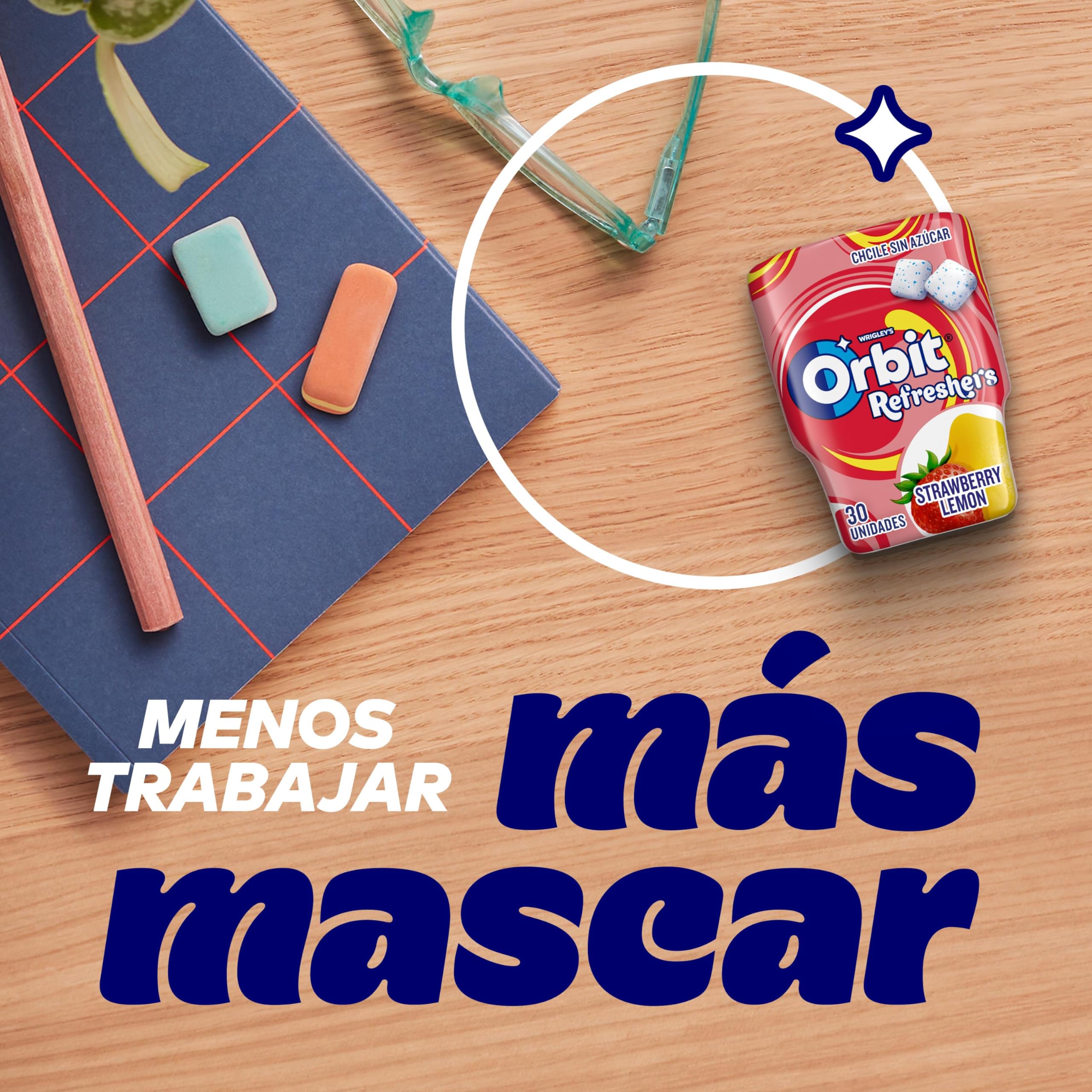 Orbit Fruity Refreshers Chicles Sin Azúcar en formato gragea en bote, (6x30 chicles)