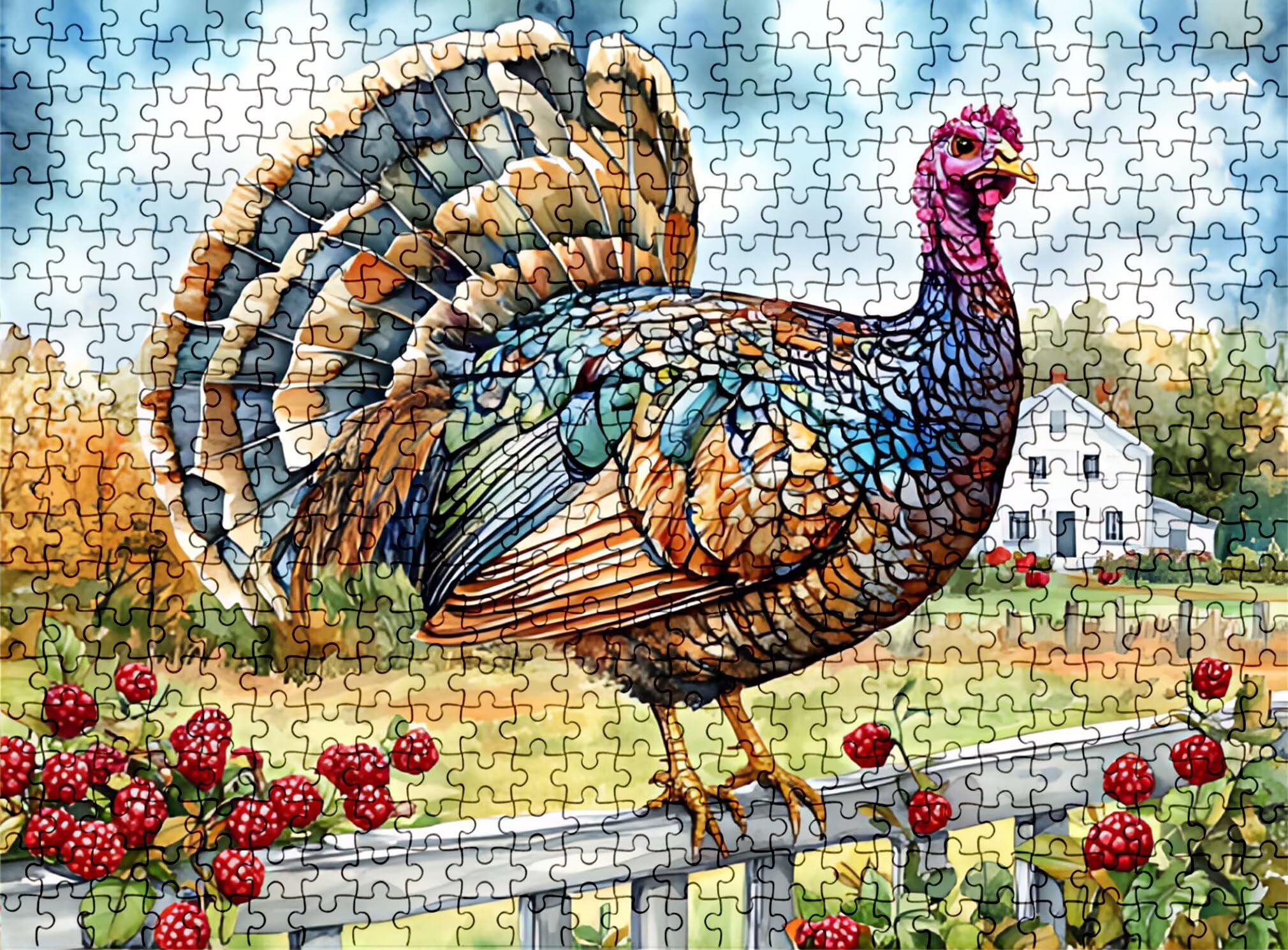 Puzzle 2000 elementów dla dorosłych, wiejski kurczak puzzle trudne i kolorowe drewno, duża łamigłówka 99,5 x 70,5 cm, gra antystresowa z plakatem, dekoracja ścienna domu, prezent urodzinowy dla kobiet