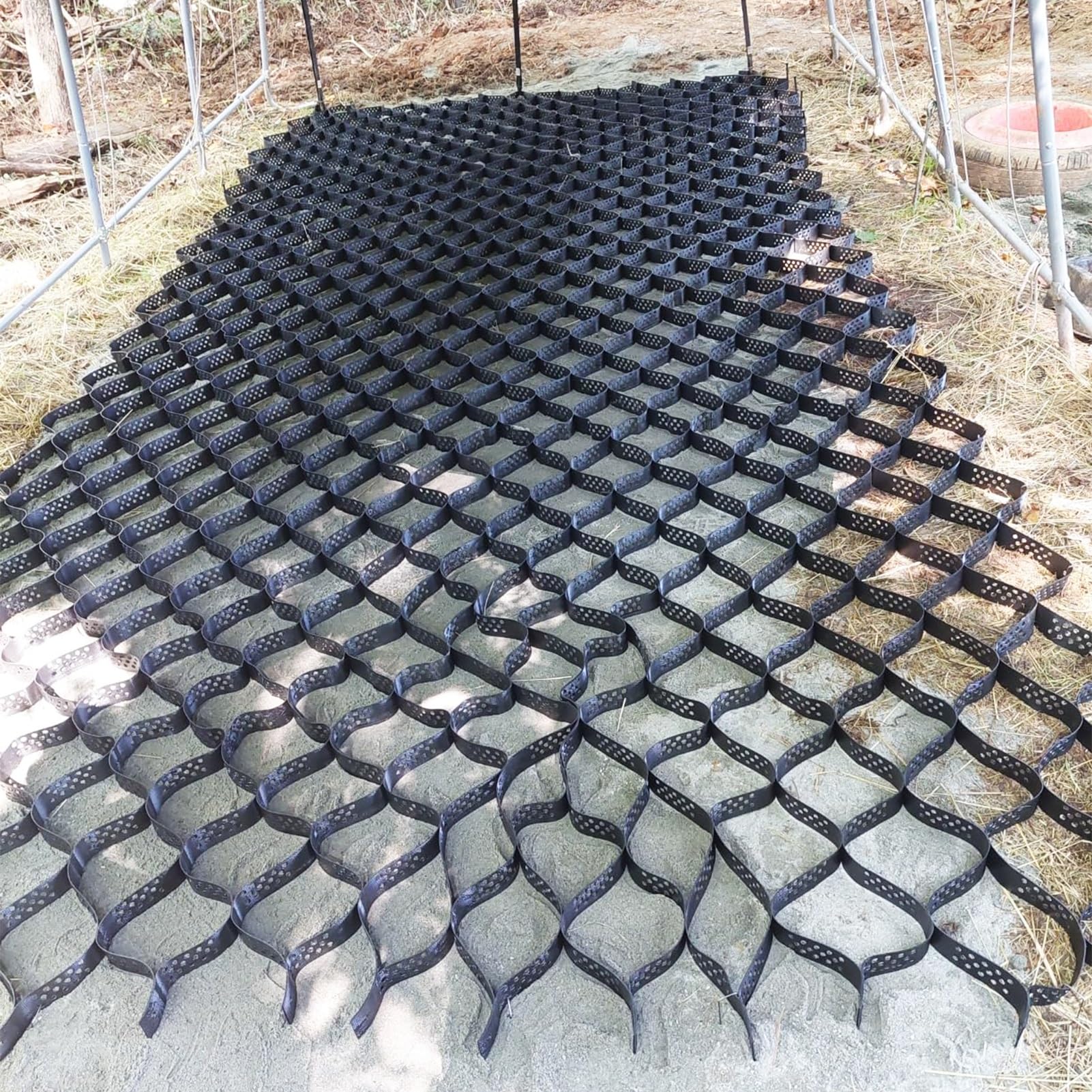 Griglia ad alta resistenza per ghiaia ed erba, 40 x 40 cm, permeabile, sistema di pavimentazione per veicoli e vialetti e giardini, griglia di ghiaia per terrazze e cortili