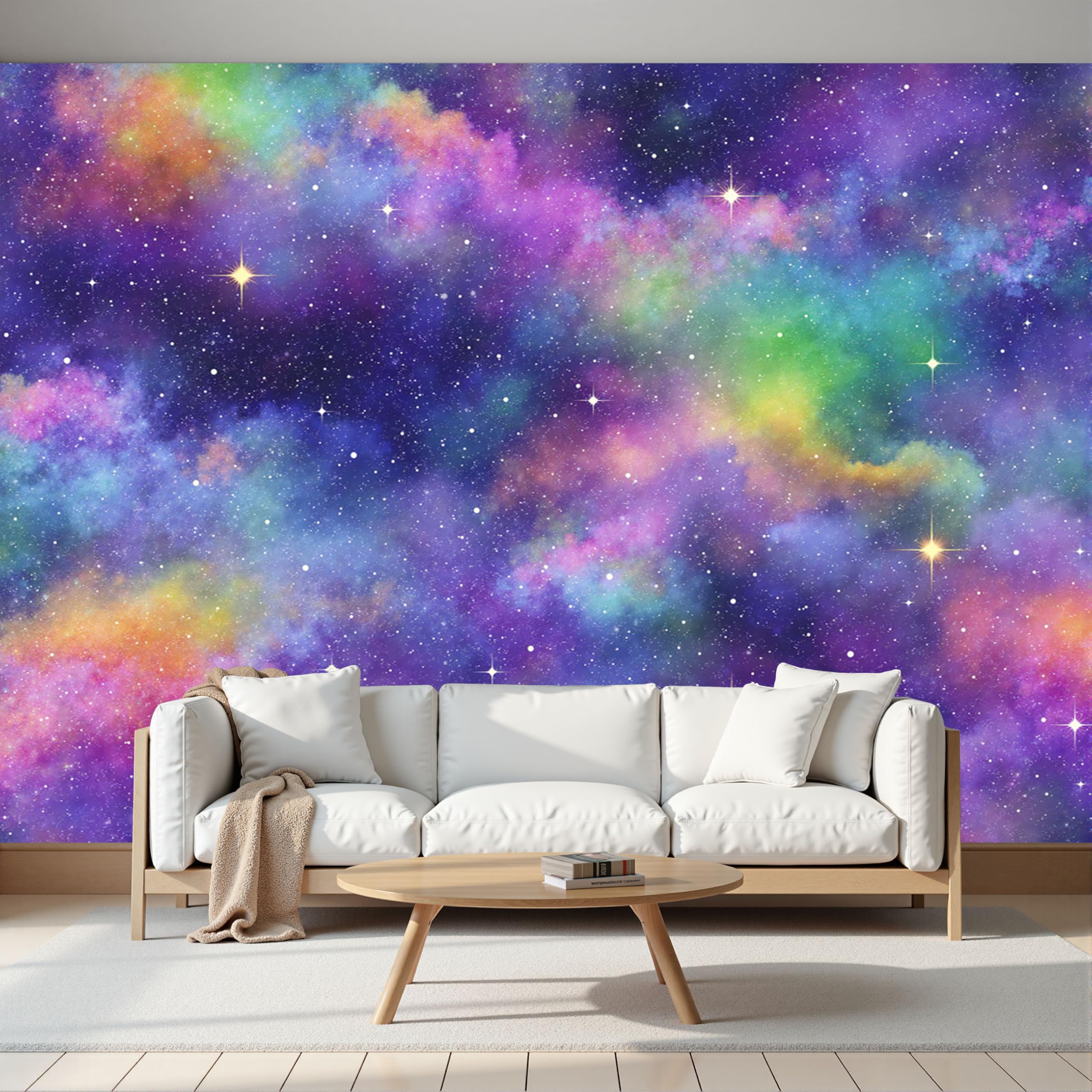 Papier peint 3D nébuleuse violette pour créer un espace cosmique dans la chambre d'enfant