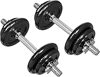 Amazon Basics Adjustable Dumbbells Set with Storage Case - 38 lbs Total, Portable Secure Home Weights, Black