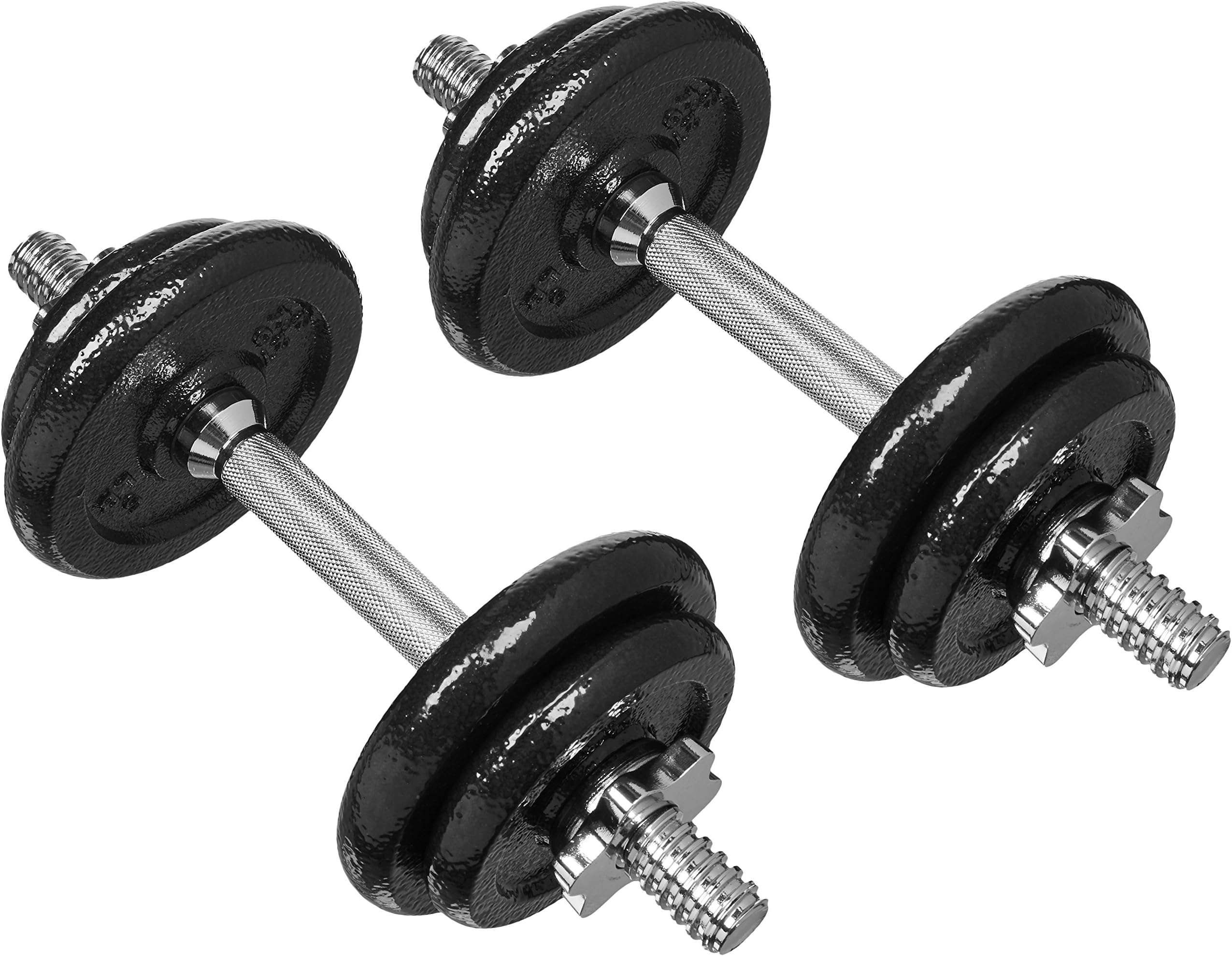 Amazon Basics Adjustable Dumbbell Hand Weight Set with Storage Case, Portable, Secure, 38 Pounds, Black