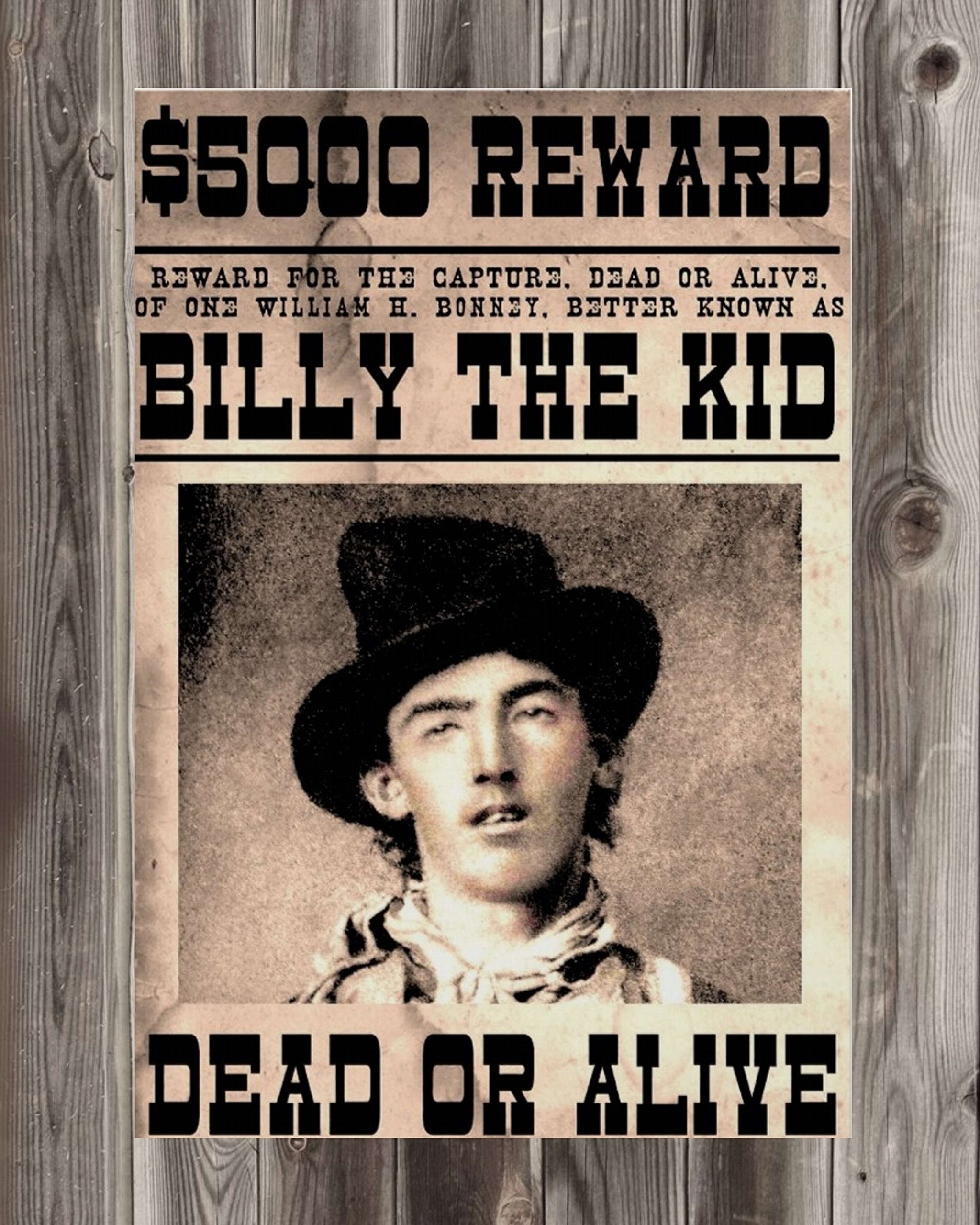 Buy 11" x 14" Old Tin Metal Signs Billy The Kid Wanted Dead Or Alive