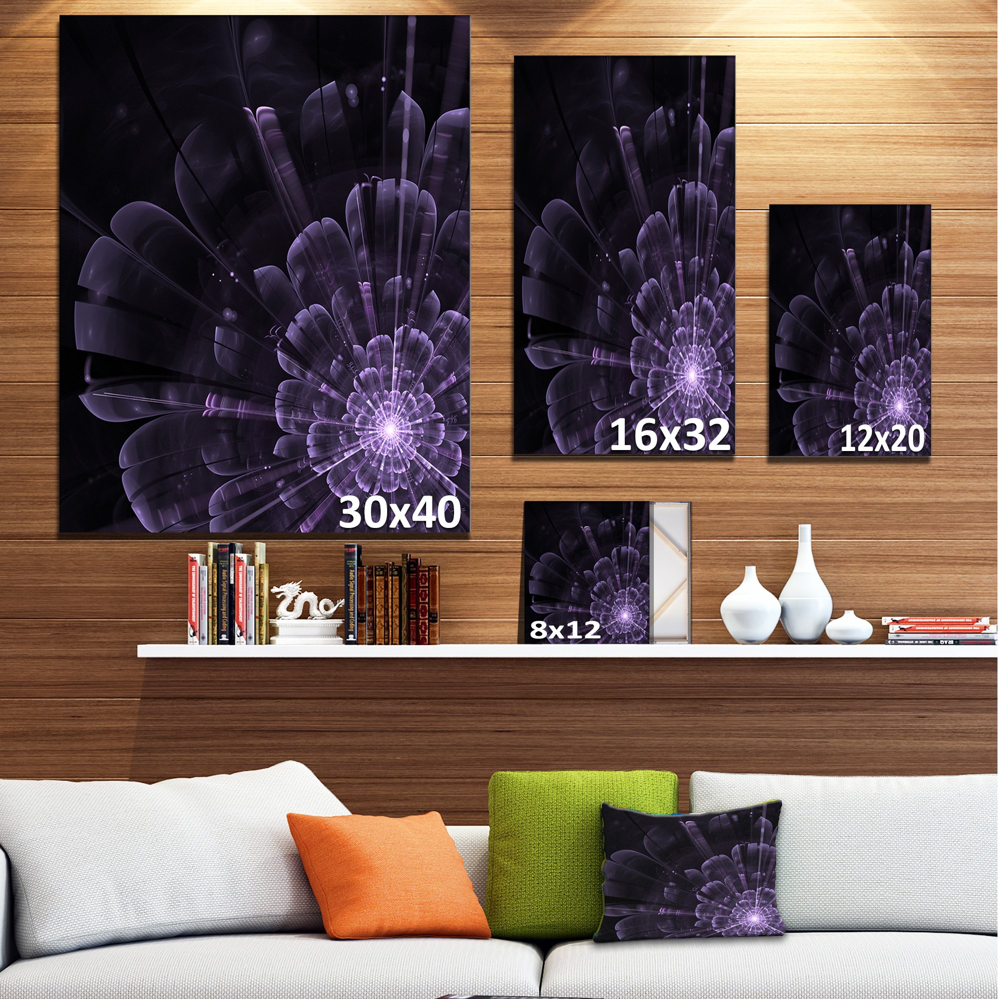 Amazon.com: Designart PT12184-16-32 Glowing Crystal Purple Fractal
