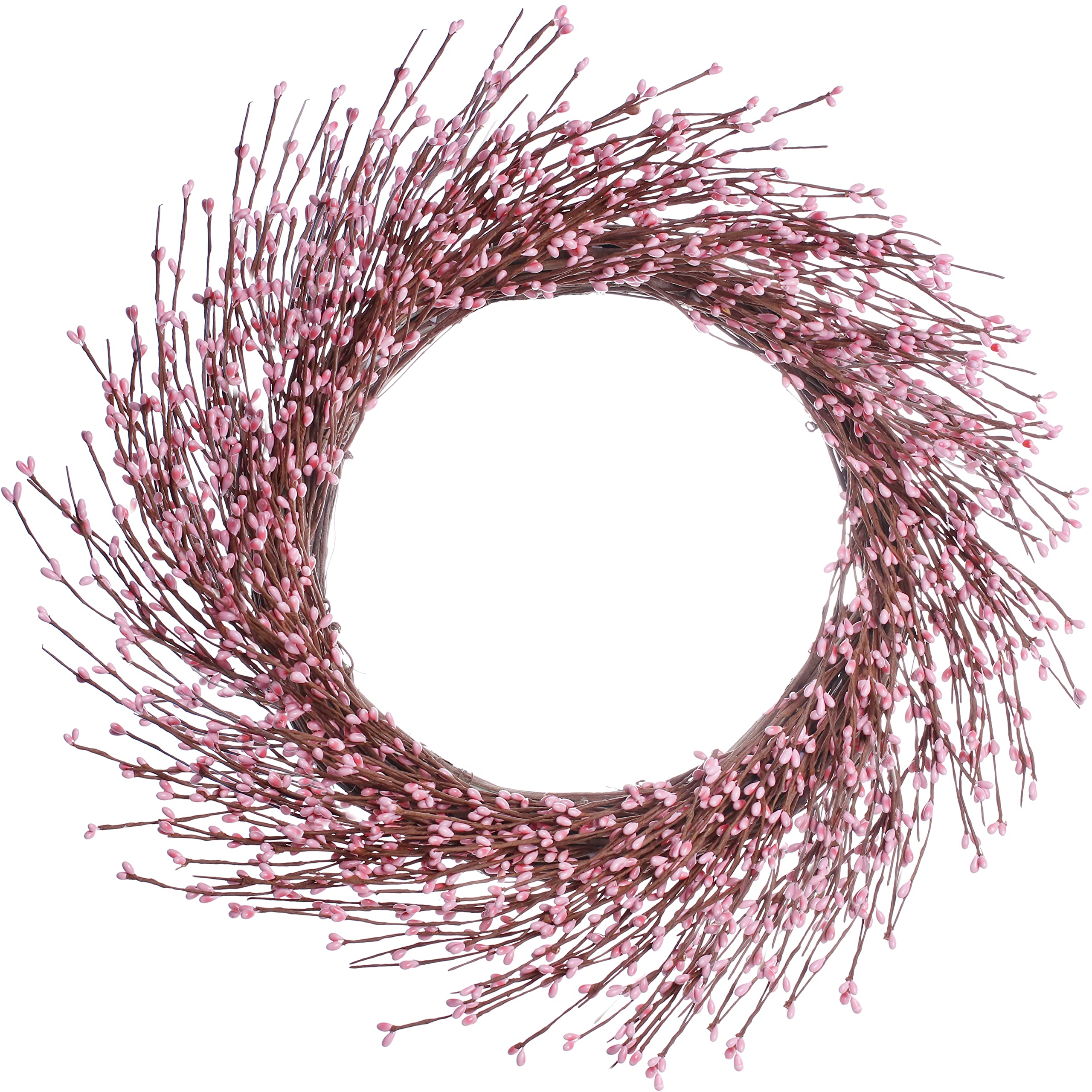 20" Valentine's Day Wreath,Artificial Valentine's Day Wreaths for Front Door Pink Berry Wreath for Valentine's Day Wedding Anniversary Party Candlelight Dinner Banquet Decorations (Pink)