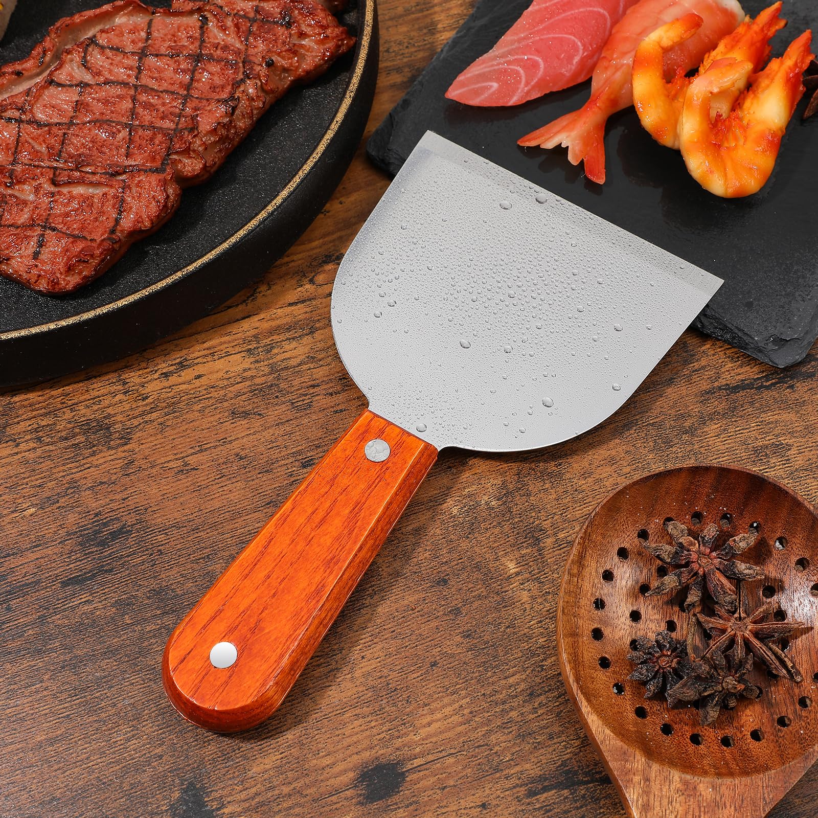 UPKOCH Spatola Pizza Triangolare in Acciaio Inossidabile Raschietto tagliapasta con Manico Pancake Spatola Turner per Barbecue Grill Cottura 19 x 10,3 cm