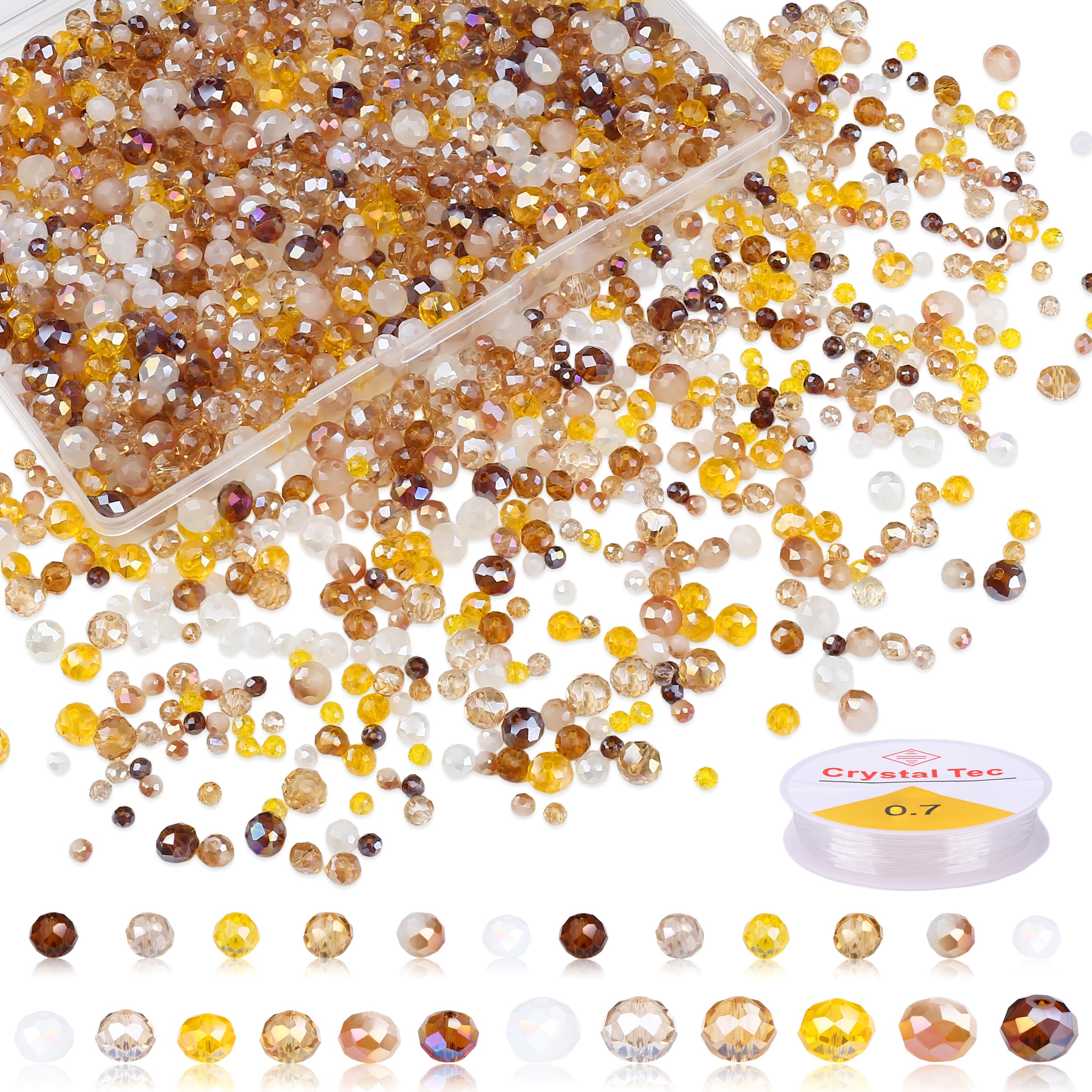 XIANNVXI 1100Pcs Faceted 4/6/8mm Brown Glass Beads for Jewelry Making — image 1