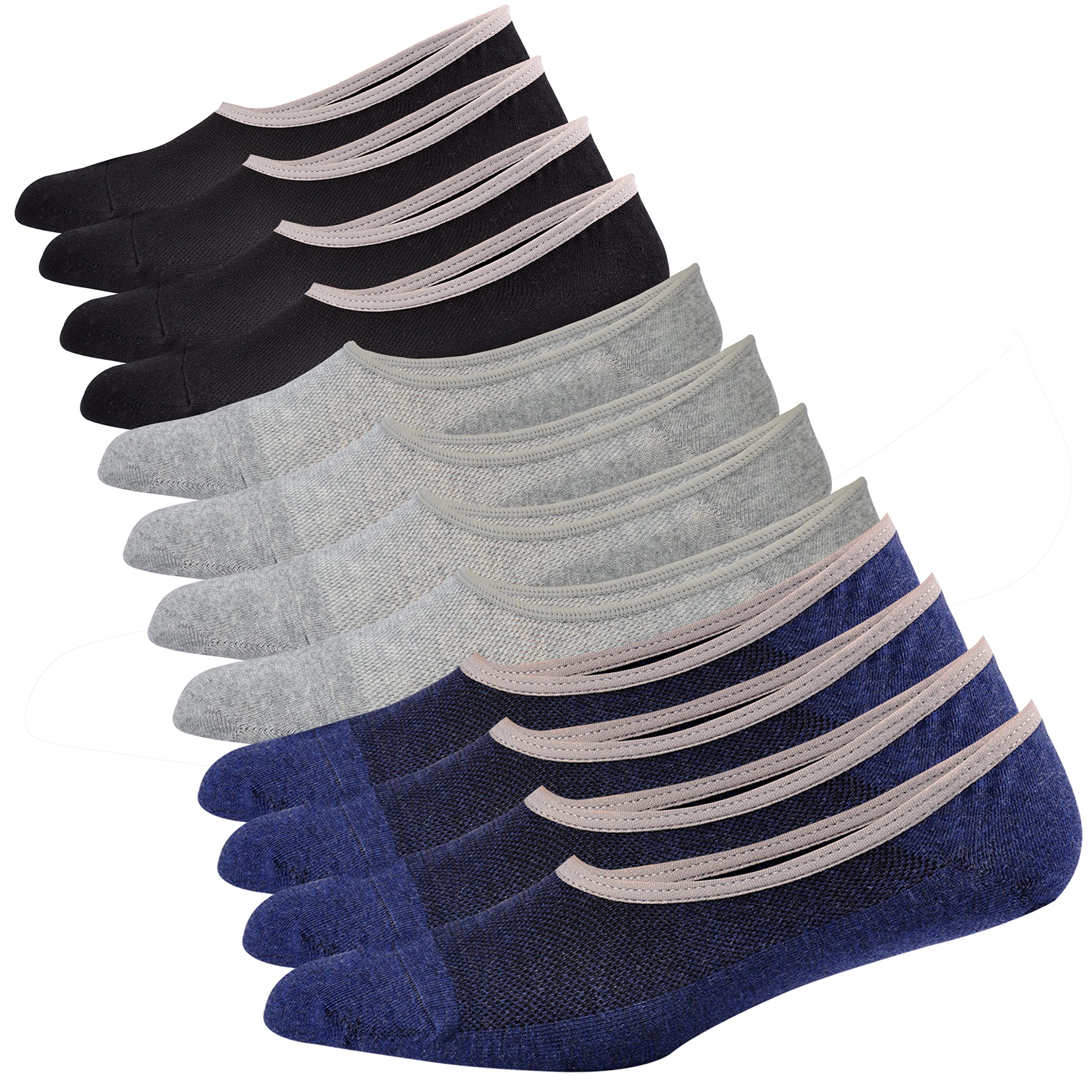 Genuine Mens No Show Socks, Loafer Sneakers Low Cut Cotton Socks Non Slip