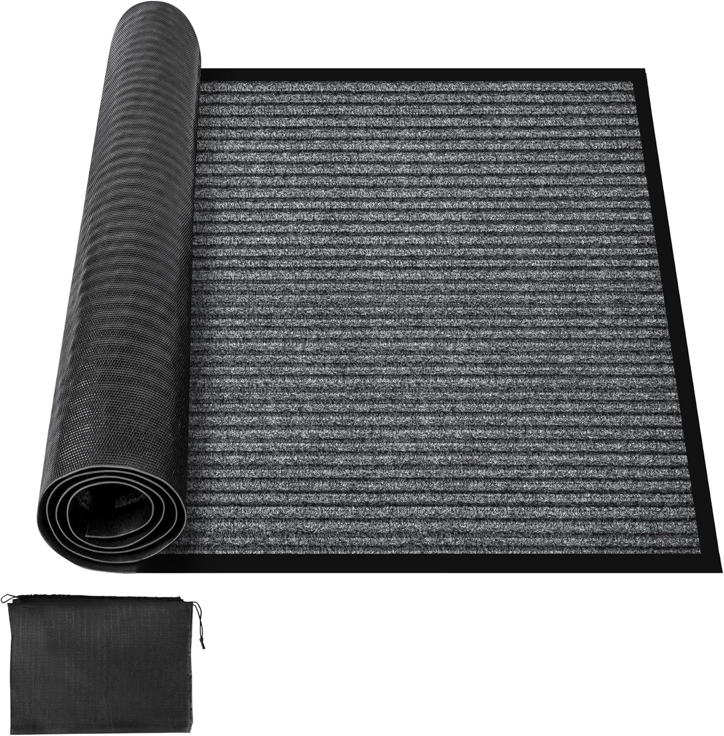 MYFAMIREA Commercial Floor Mat 2' x 3' Extra Large Front Door Industrial Rug Heavy Duty Brush Step Entrance Mat Weather Utility Rug with Non Slip Rubber Backing Low Profile for Entryway, Charcoal Grey 2 x 3 Feet Charcoal Grey