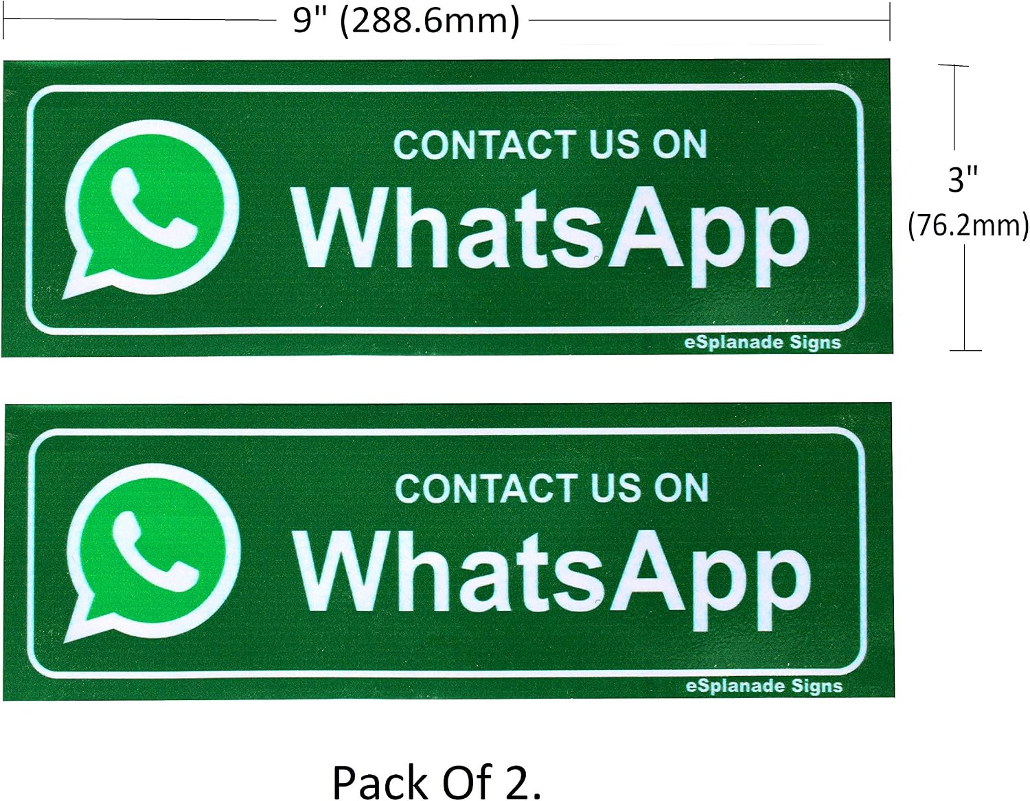 eSplanade Contact US ON Whatsapp Sign Sticker Decal - Easy to Mount Weather Resistant Long Lasting Ink Size (9" x 3") - Image 3
