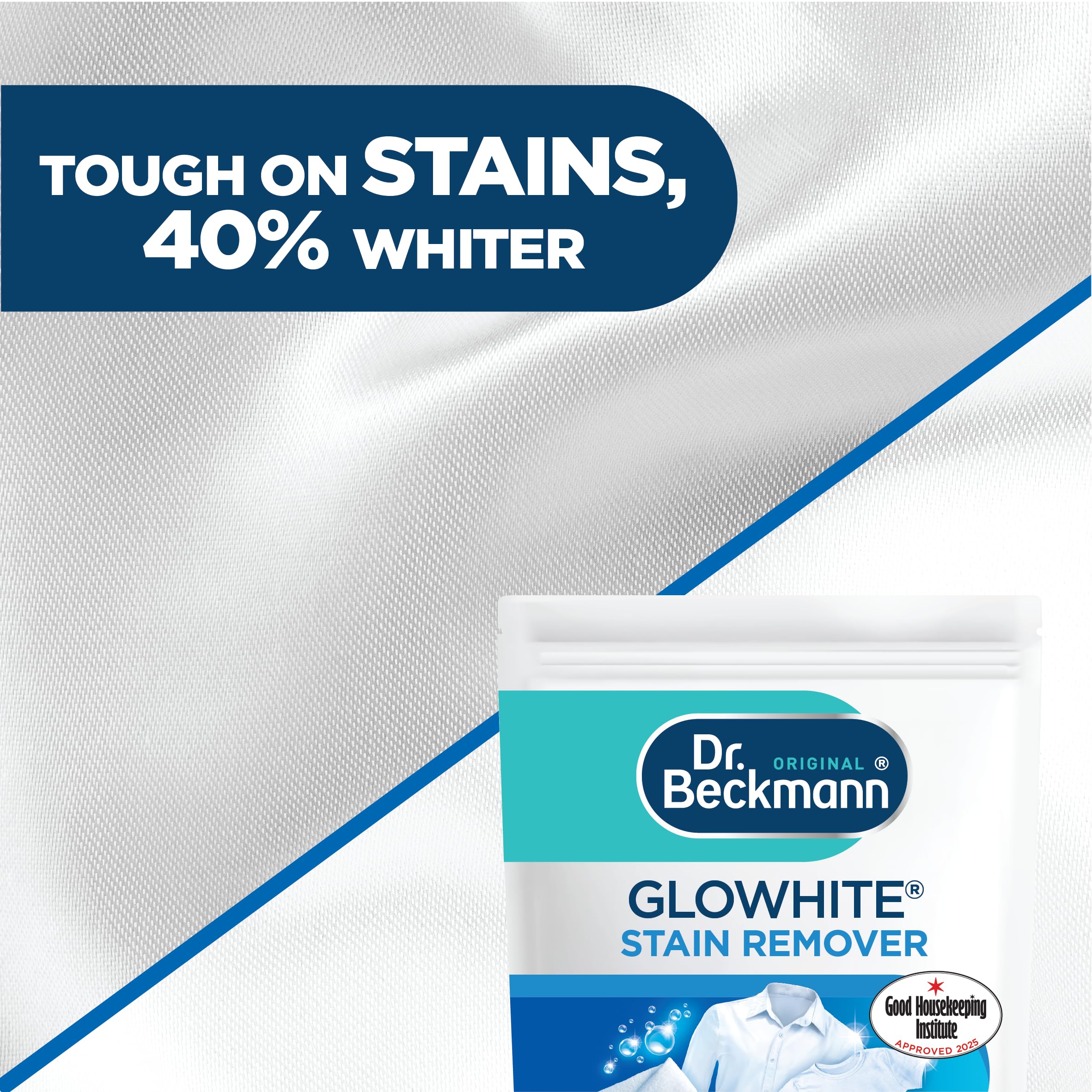 Dr. Beckmann Glowhite Whitening Booster | Odplamiacz i wybielacz do prania | usuwa ponad 100 plam | 400 g