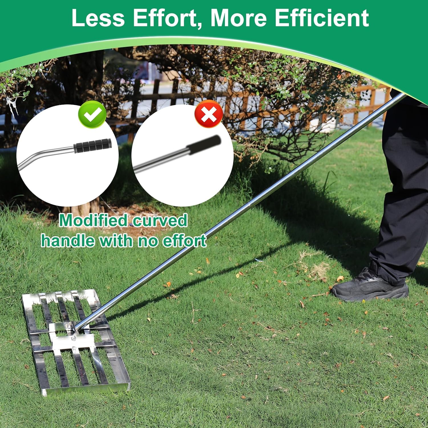 Lawn Leveling Rake 35x10 inch, Lawn Leveler Tool with 6.5ft Handle Rakes, 304Stainless Steel Yard Leveling Rake, Heavy Duty Soil Landscape Rake for Backyard, Garden, Farm, Pasture, Golf Course