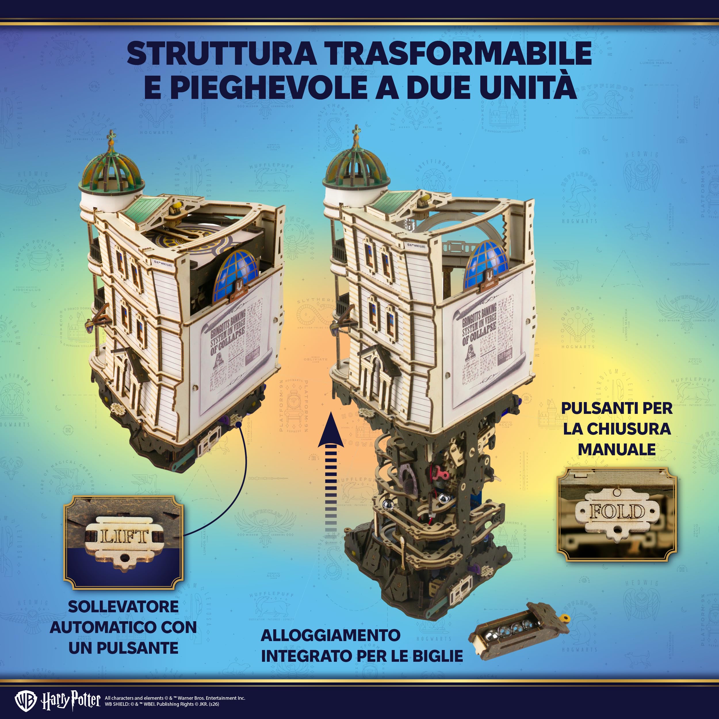 UGEARS Harry Potter Banca dei Maghi Gringott – Pista da Biglie Puzzle 3D in Legno, Modellismo da Costruire Adulti, Modellini da Costruire per Adulti, Rompicapo in Legno, Costruzioni, Hobby Creativi