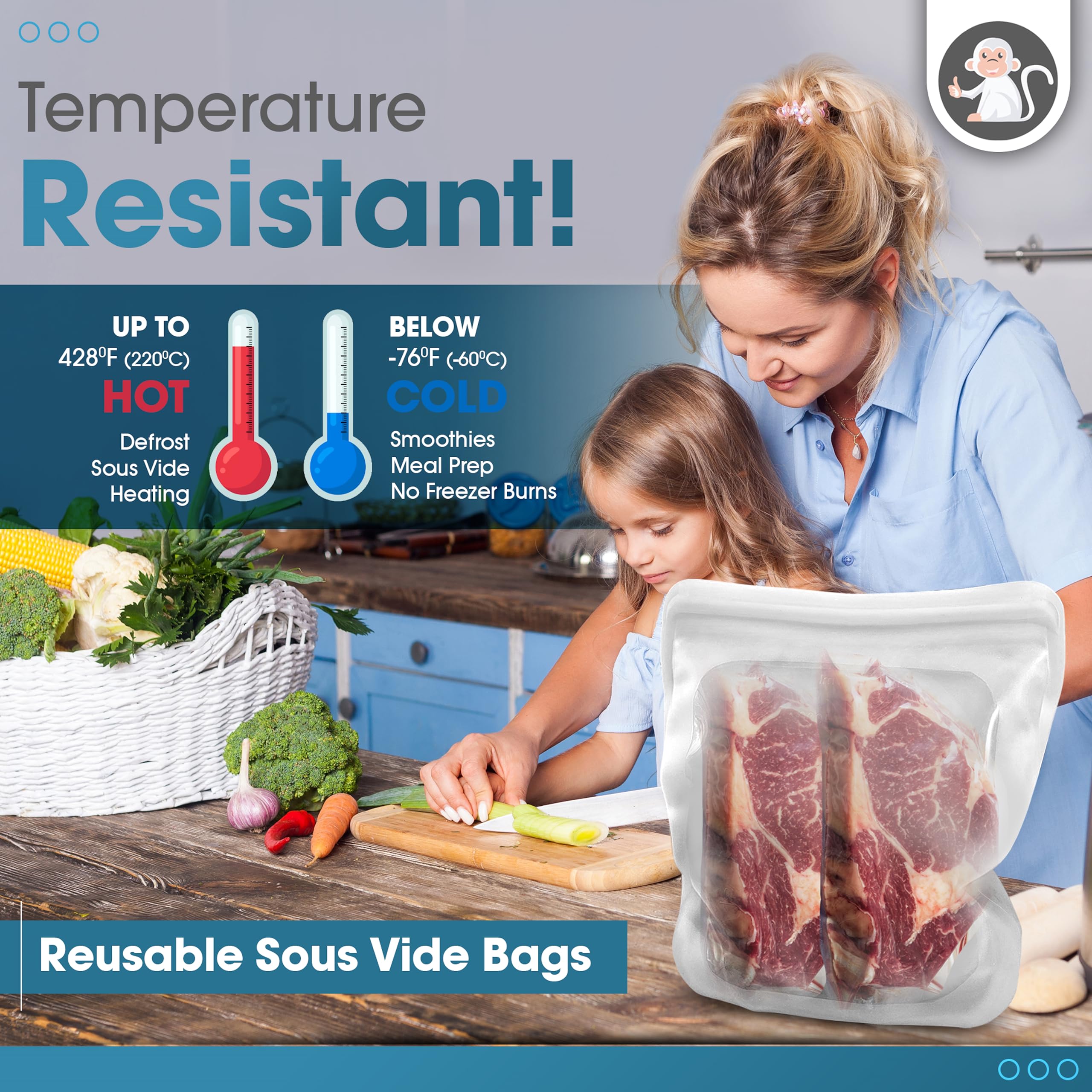 Vide Cooking Reusable Silicone Sous Vide Bags Stasher Reusable - Main Image