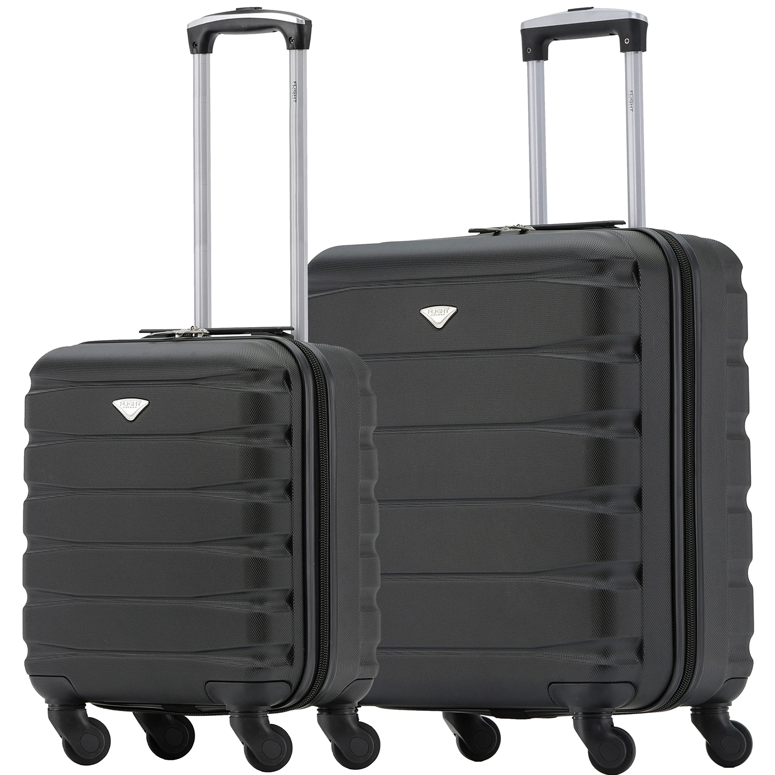 Flight KnightSuitcase Set of 2 Lightweight 4 Wheel ABS Hard Case Cabin Carry On Hand Luggage - easyJet Maximum Size for Overhead Cabin & Under Seat Carry-On - 45x36x20cm & 56x45x25cm