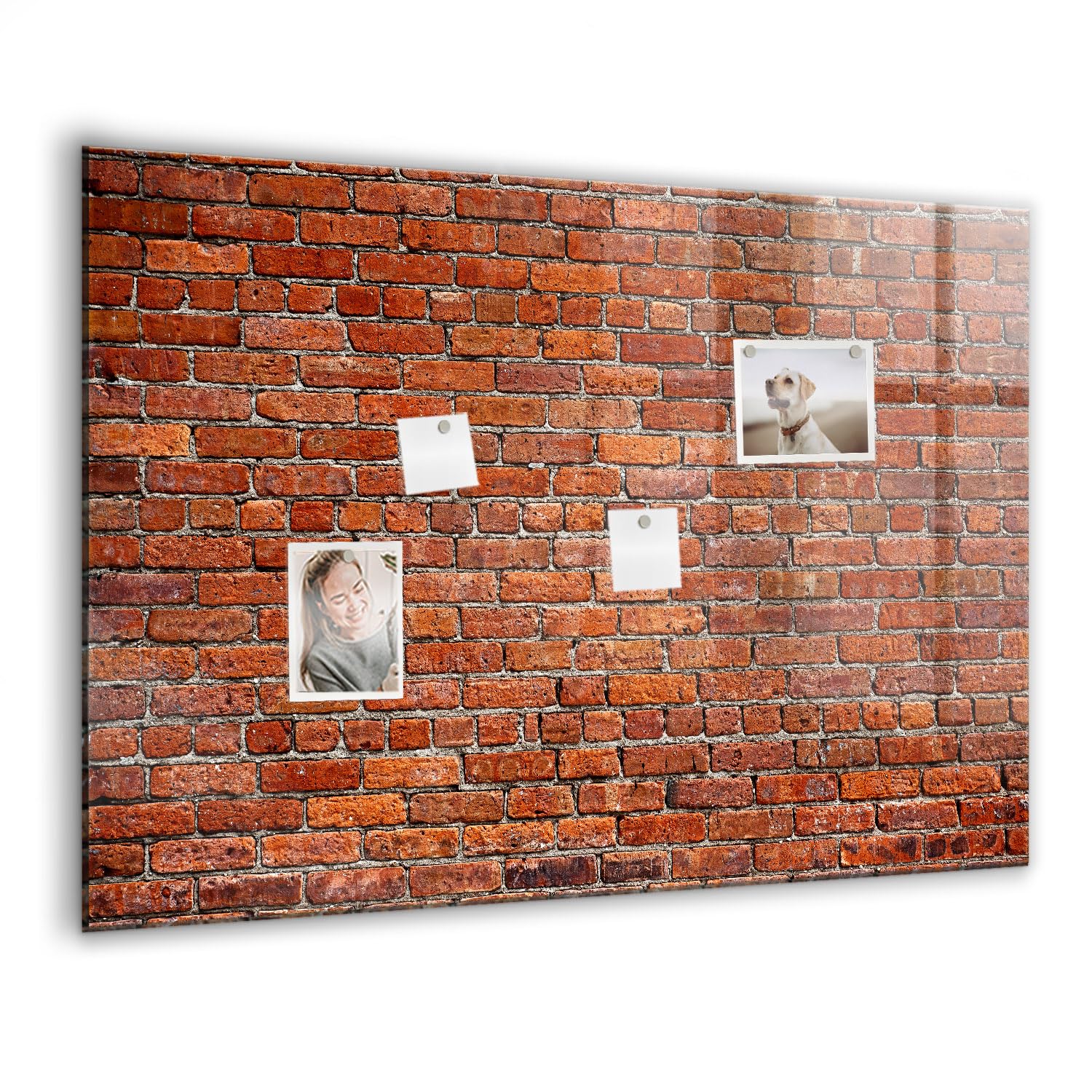 Elegante Glas-Magnettafel magnetisch | Set mit 5 Neodym-Magneten, Marker & Schwamm | Schreibbar, abwischbar & dekorativ | Für Küche, Büro, Homeoffice- 100x70 - Alte Backsteinmauer