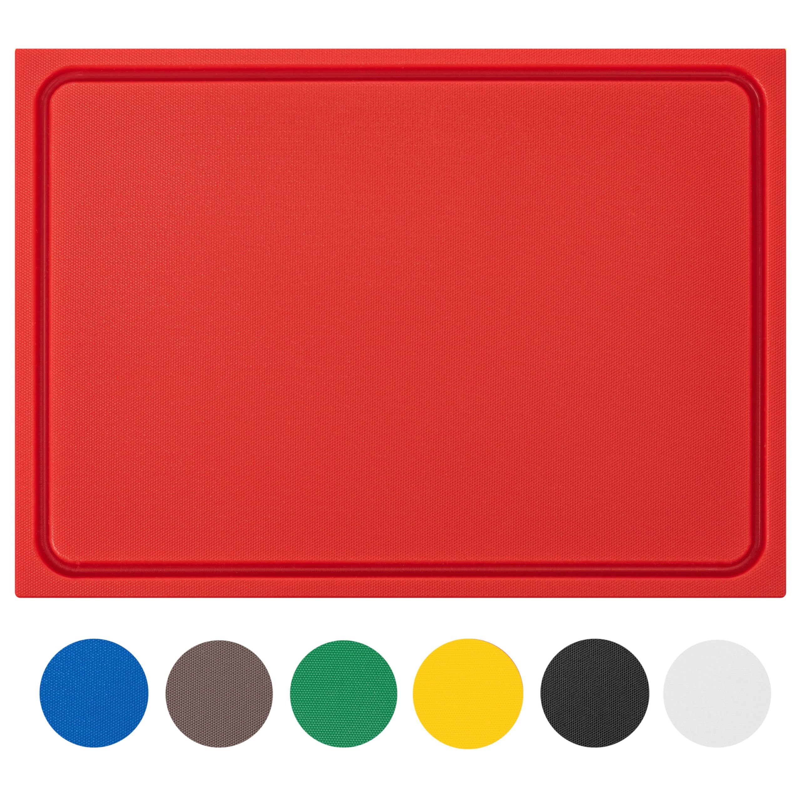 Morleos Schneidebrett Eco-Line Kunststoff spülmaschinenfest, extra schwer, messerschonend | ver. Farben & Größen | HACCP Gastro Küchenbrett | Schneidbrett mit Saftrille (Rot - red, 45x30x2 cm)