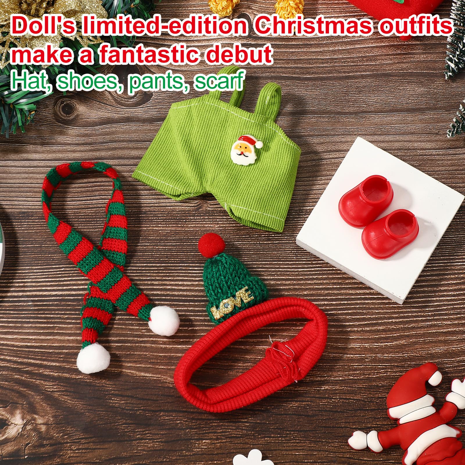 Sinbana 4pcs Christmas Doll Clothes Clothing Set - Image 3