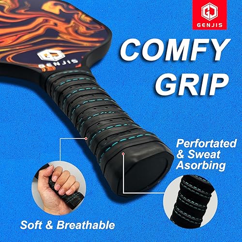 Miniatura 4 de Juego de 2 palas de pickleball para pickleball, paquete de 2, superficie de fibra de vidrio, núcleo de panal de abeja ligero con 4 bolas y 1 bolsa