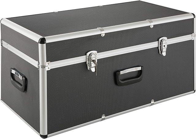 Arebos Walizka transportowa | Aluminiowa walizka | 100L | z 3 uchwytami do przenoszenia | Czarny korpus ABS | Zamykana walizka