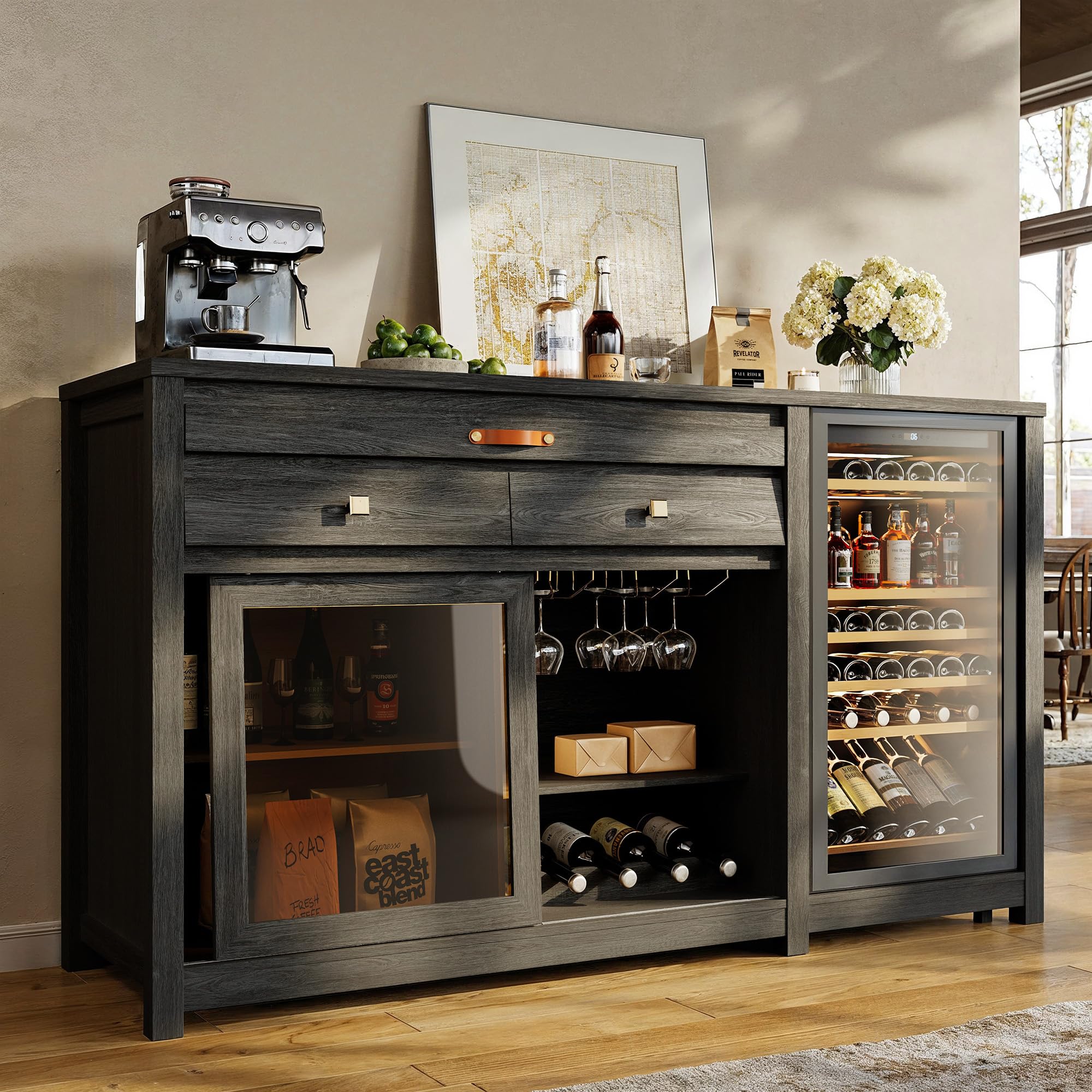 Amazon.com: STO'SENSE Extra Large Coffee Bar Cabinet w/Fridge